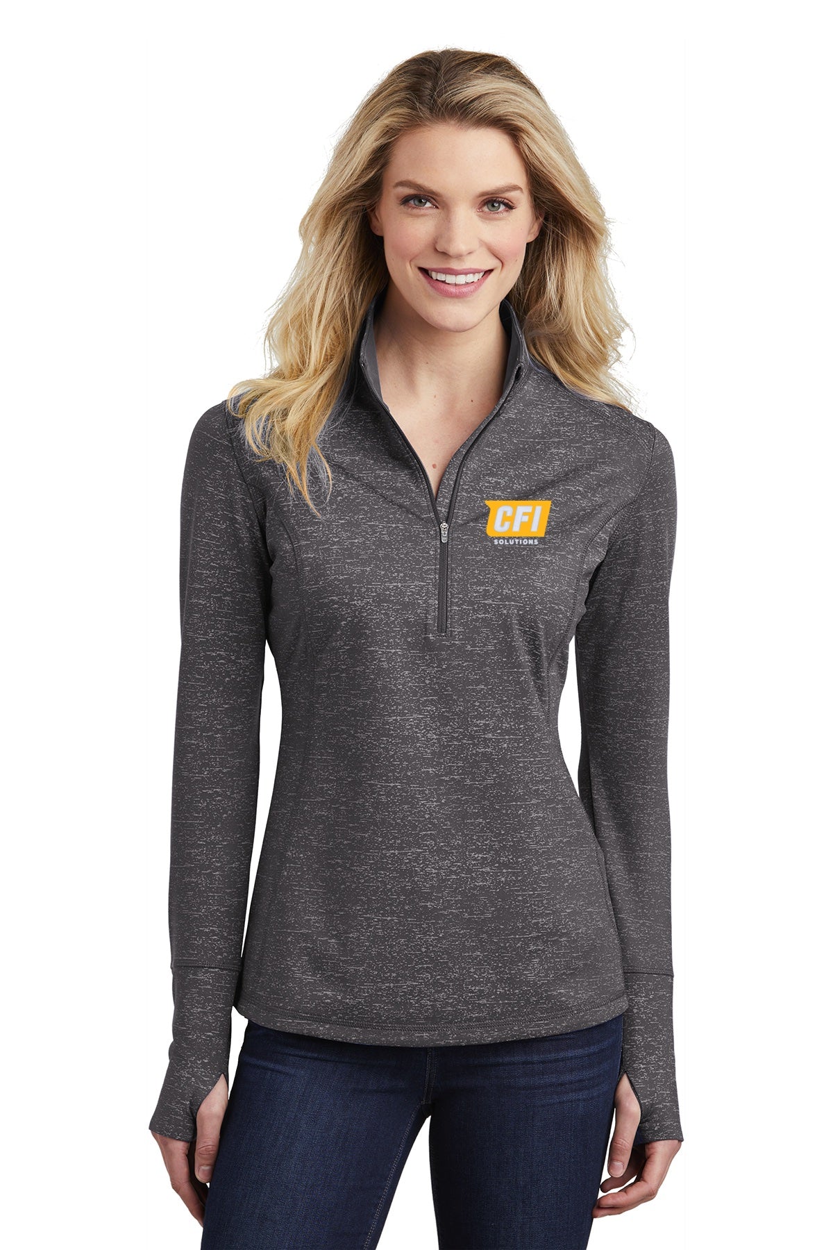 CFI Solutions LST855 Sport-Tek ® Women's Sport-Wick ® Stretch Reflective Heather 1/2-Zip Pullover