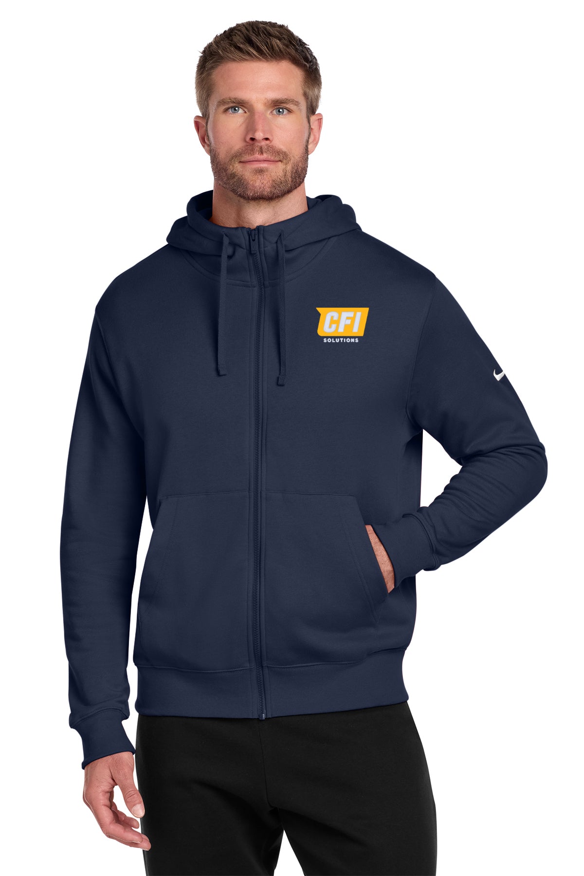 CFI Solutions NKDR1513 Nike Club Fleece Sleeve Swoosh Full-Zip Hoodie