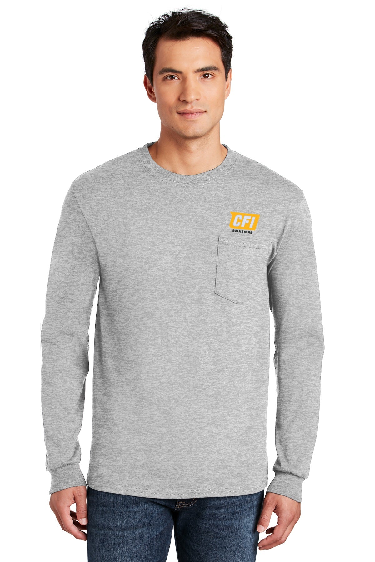 CFI Solutions 2410 gildan ultra cotton 100% us cotton long sleeve t-shirt with pocket