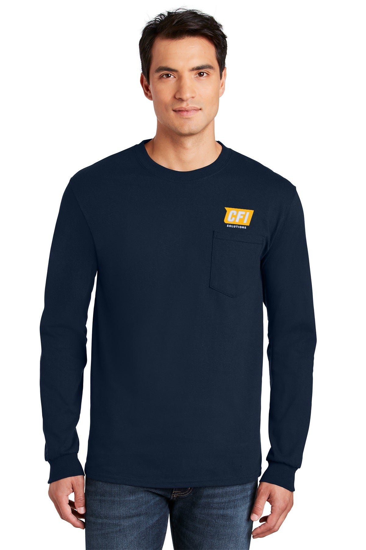 CFI Solutions 2410 gildan ultra cotton 100% us cotton long sleeve t-shirt with pocket