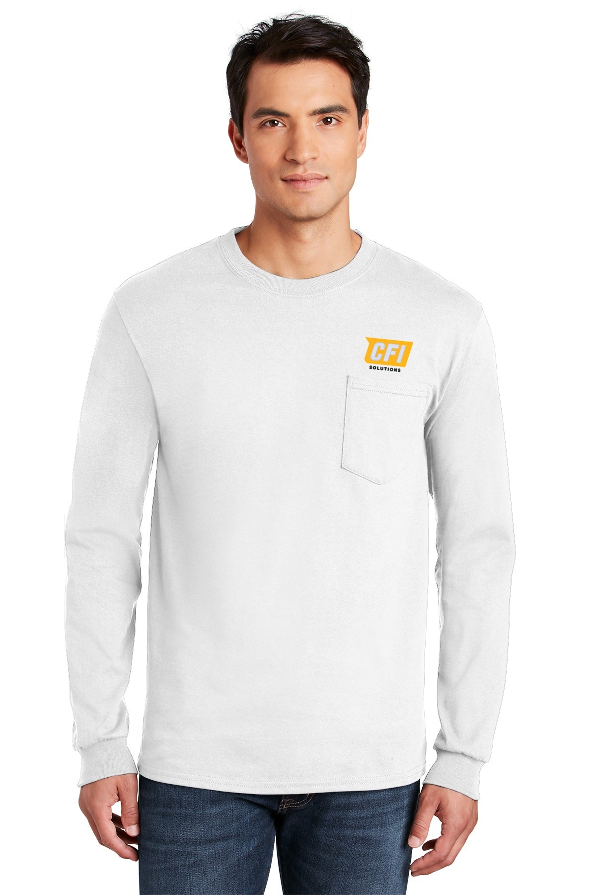 CFI Solutions 2410 gildan ultra cotton 100% us cotton long sleeve t-shirt with pocket