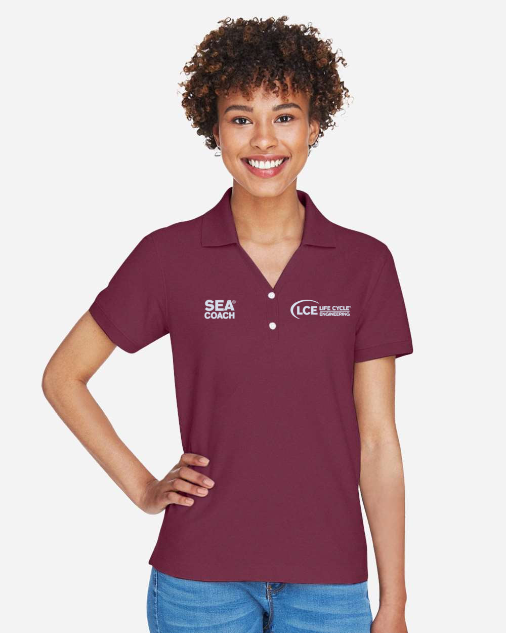 LCE **SEA COACH** D100w Devon & Jones Ladies' Pima Piqué Y-Collar Polo