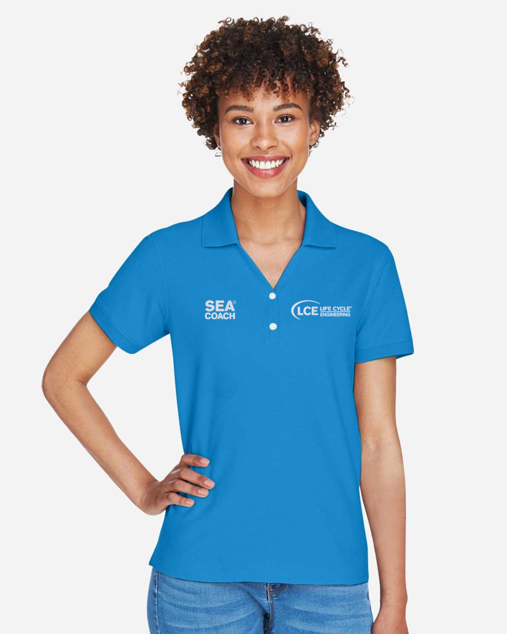 LCE **SEA COACH** D100w Devon & Jones Ladies' Pima Piqué Y-Collar Polo