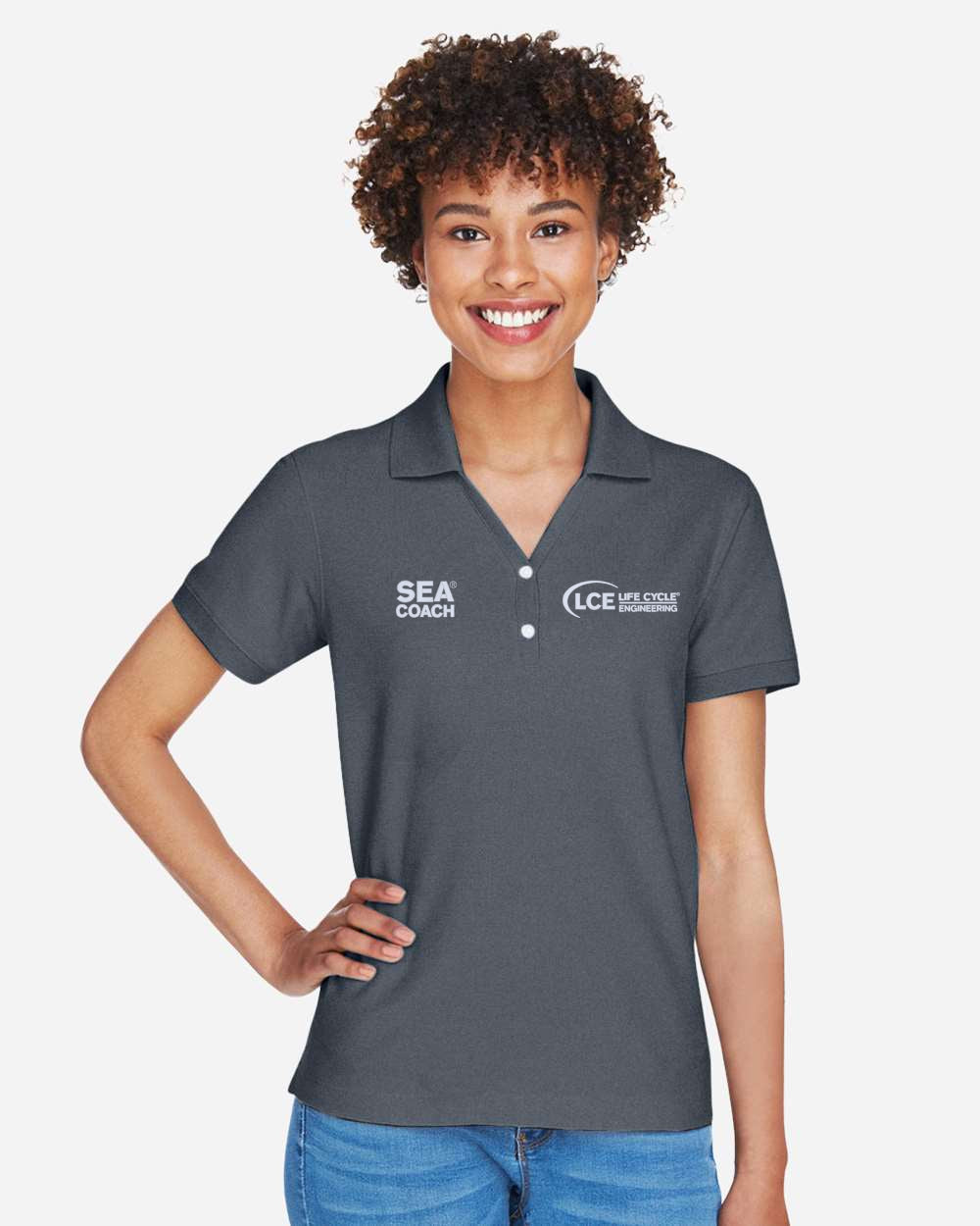 LCE **SEA COACH** D100w Devon & Jones Ladies' Pima Piqué Y-Collar Polo