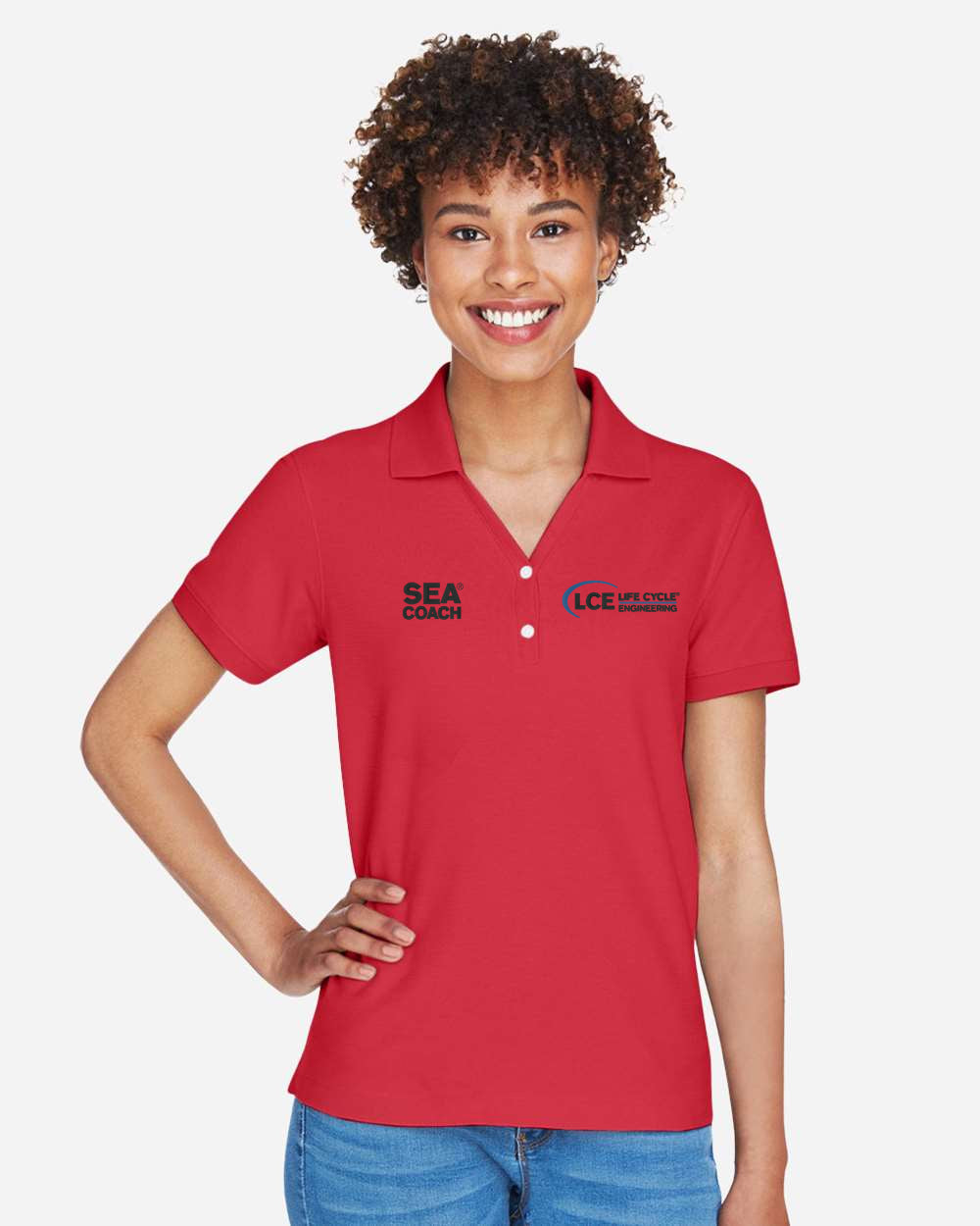 LCE **SEA COACH** D100w Devon & Jones Ladies' Pima Piqué Y-Collar Polo