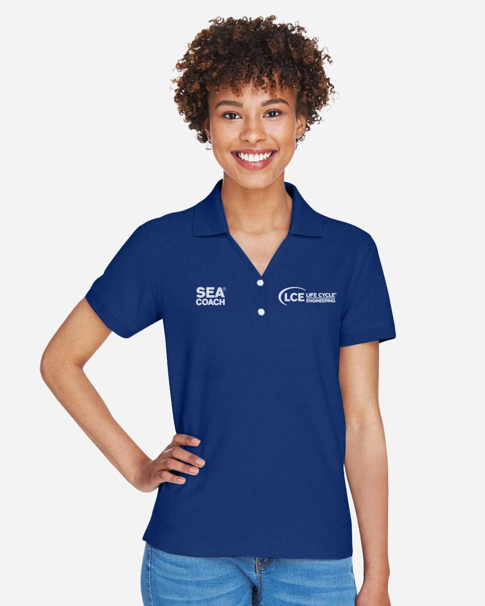 LCE **SEA COACH** D100w Devon & Jones Ladies' Pima Piqué Y-Collar Polo