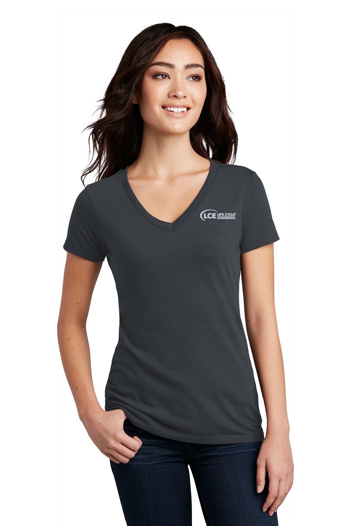 LCE DM1190L District® Women’s Perfect Blend® CVC V-Neck Tee