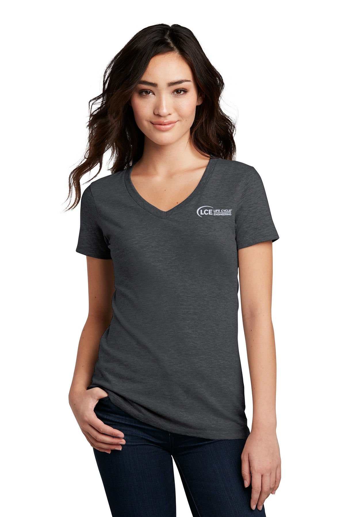 LCE DM1190L District® Women’s Perfect Blend® CVC V-Neck Tee