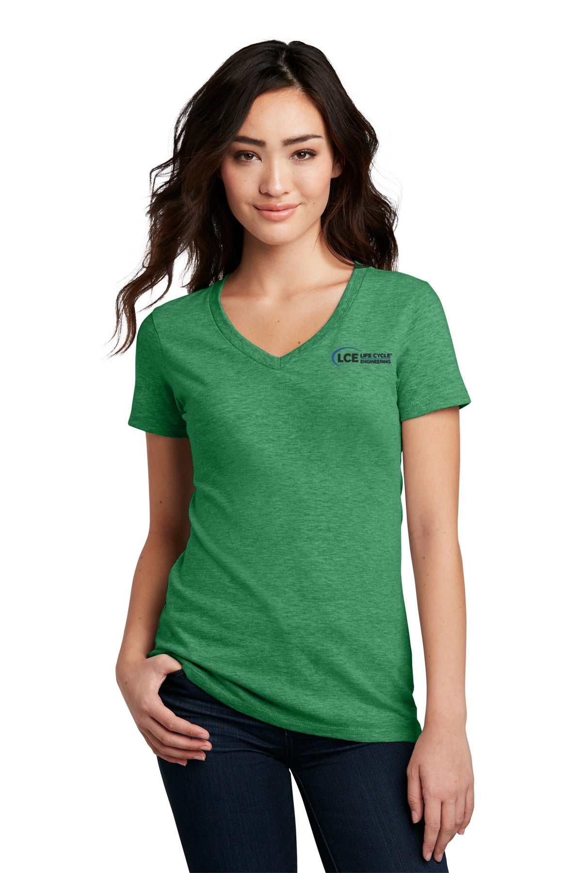 LCE DM1190L District® Women’s Perfect Blend® CVC V-Neck Tee