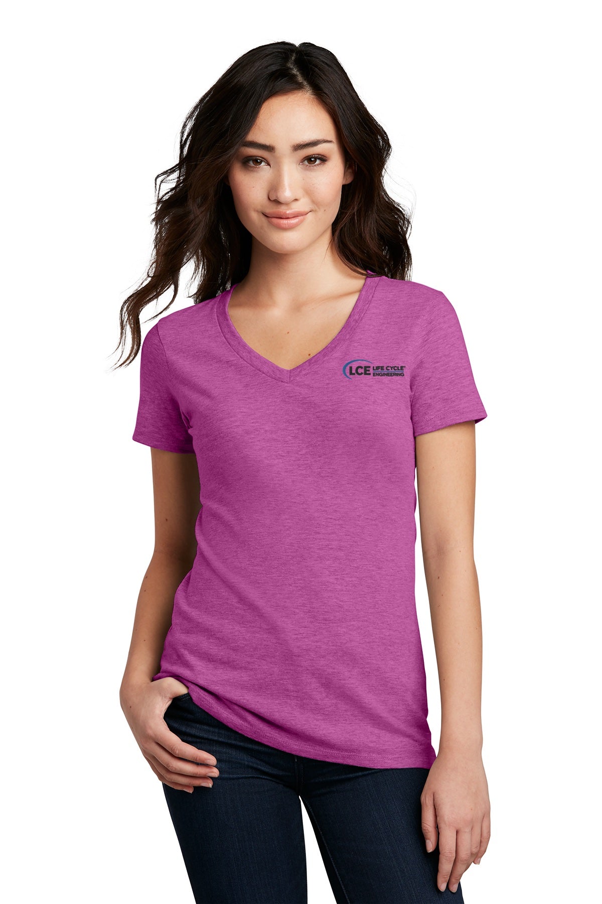 LCE DM1190L District® Women’s Perfect Blend® CVC V-Neck Tee