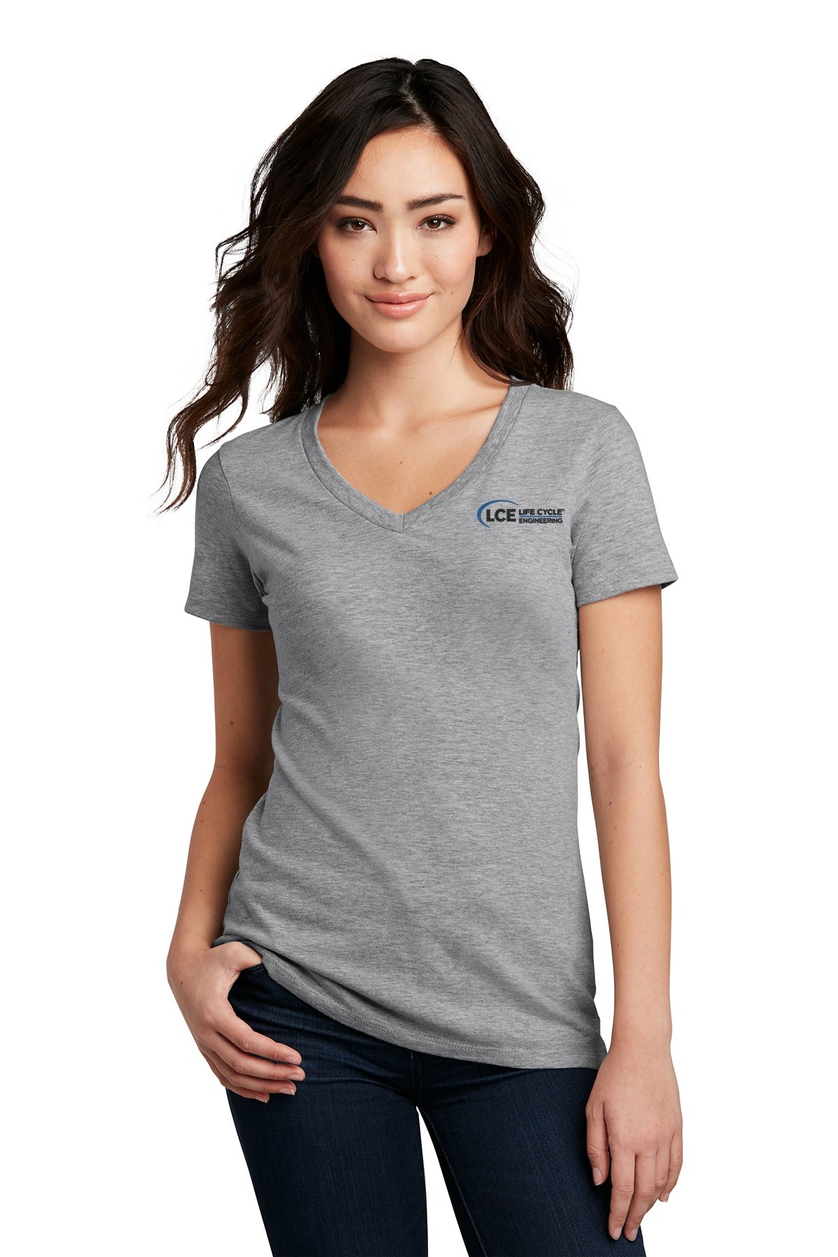 LCE DM1190L District® Women’s Perfect Blend® CVC V-Neck Tee