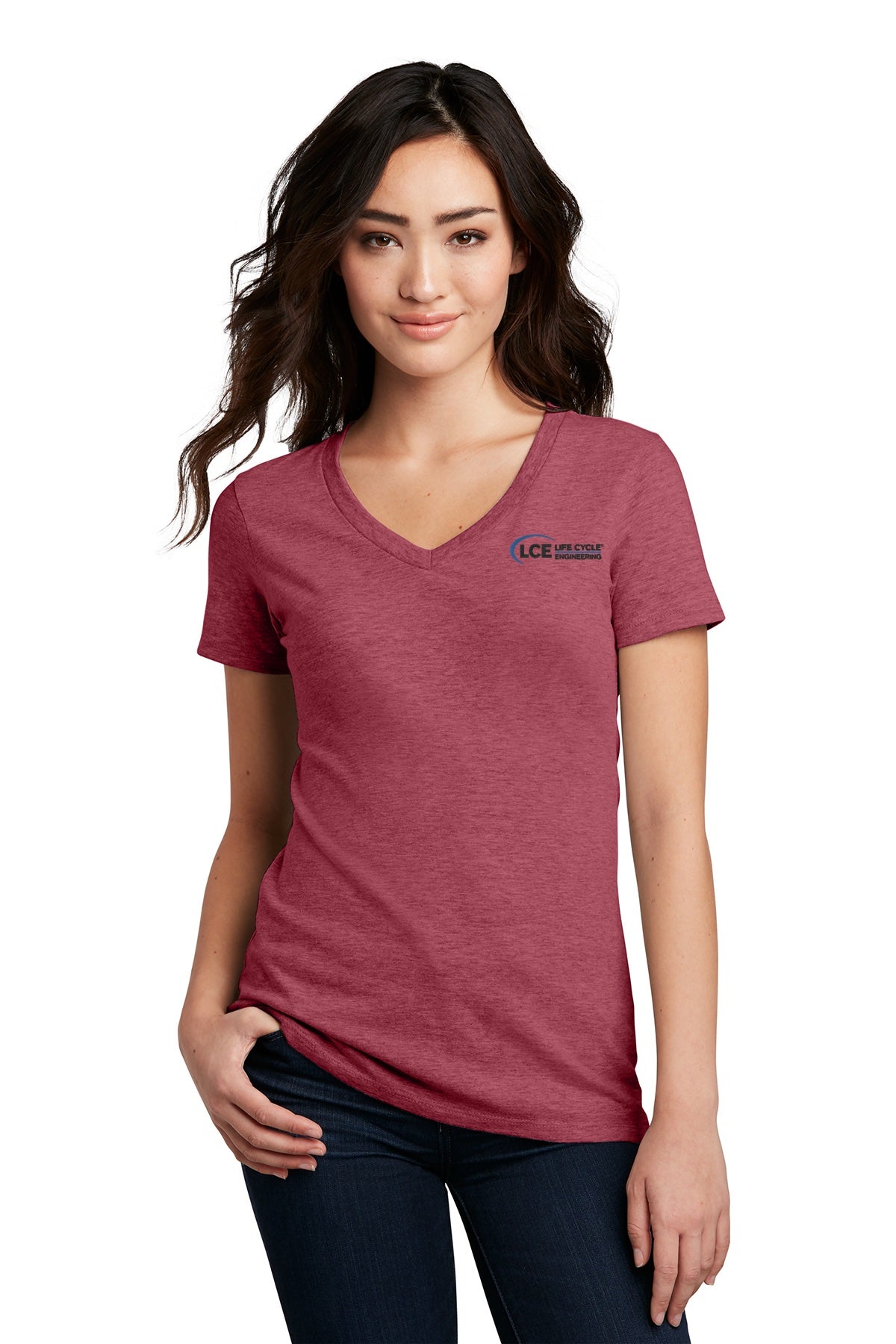 LCE DM1190L District® Women’s Perfect Blend® CVC V-Neck Tee