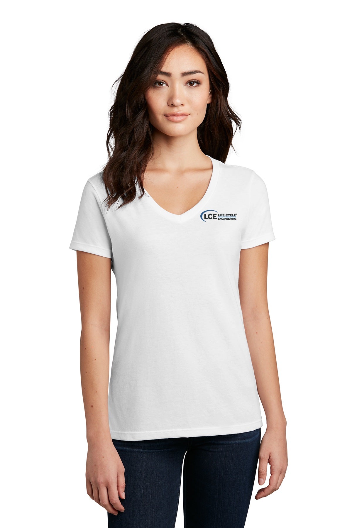 LCE DM1190L District® Women’s Perfect Blend® CVC V-Neck Tee