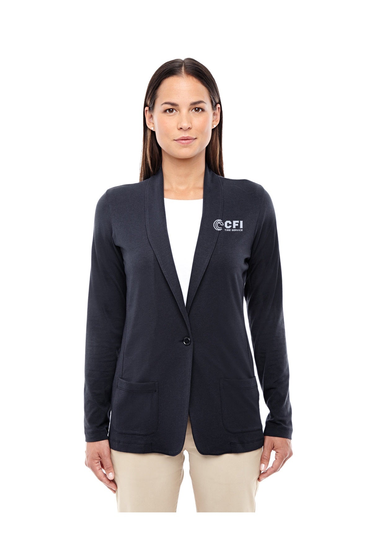 CFI Tire Service DP462W Devon & Jones ladies' perfect fit shawl collar cardigan