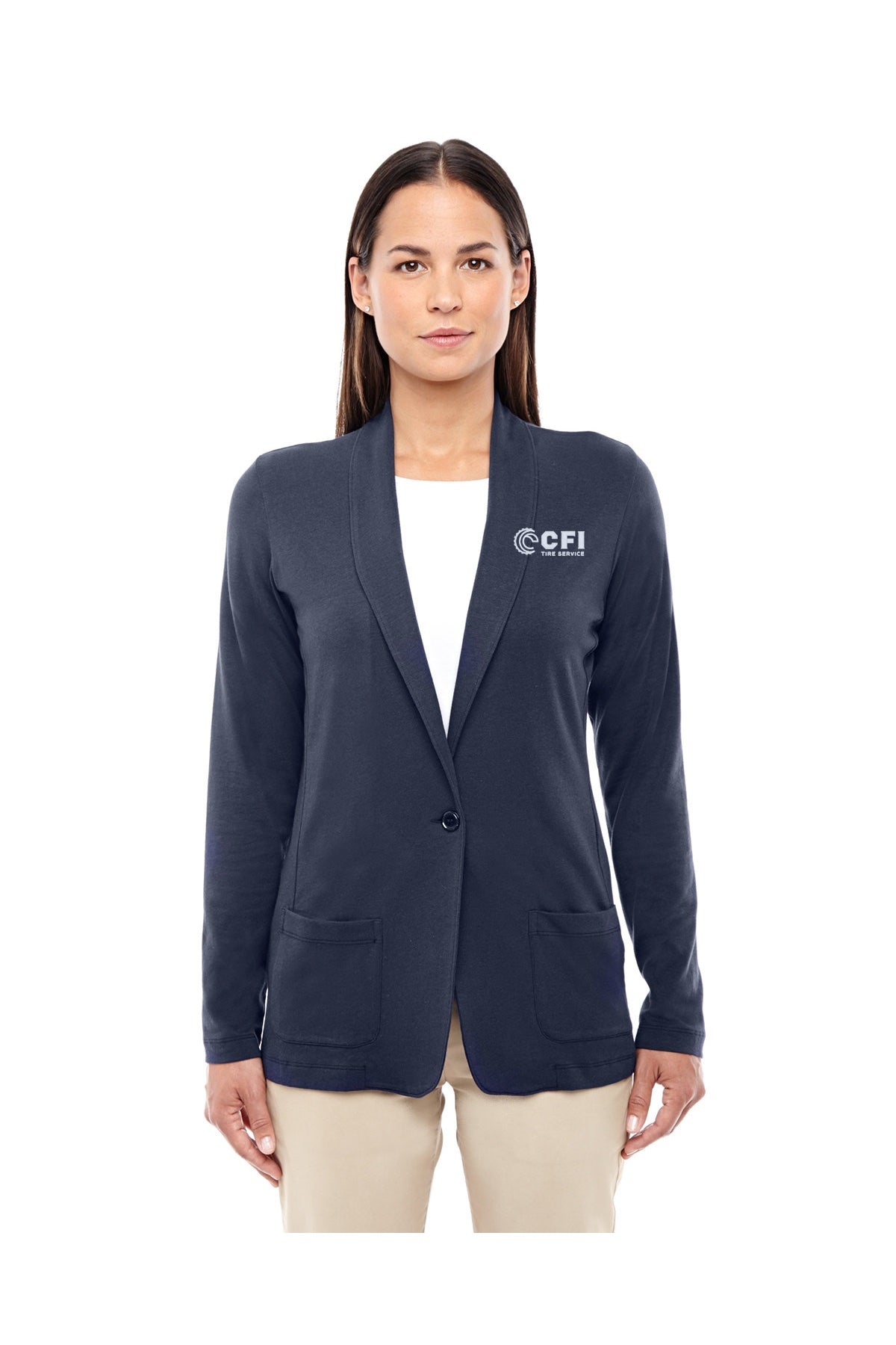 CFI Tire Service DP462W Devon & Jones ladies' perfect fit shawl collar cardigan