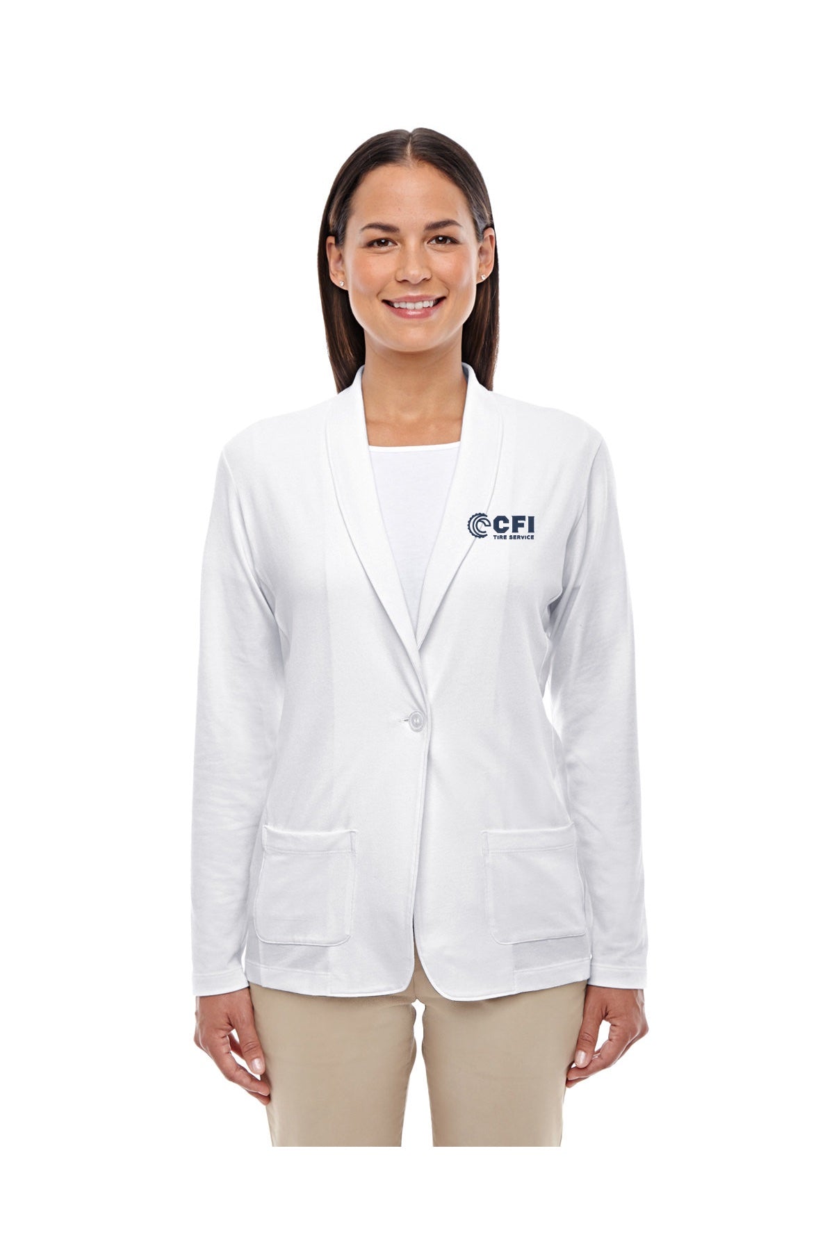 CFI Tire Service DP462W Devon & Jones ladies' perfect fit shawl collar cardigan