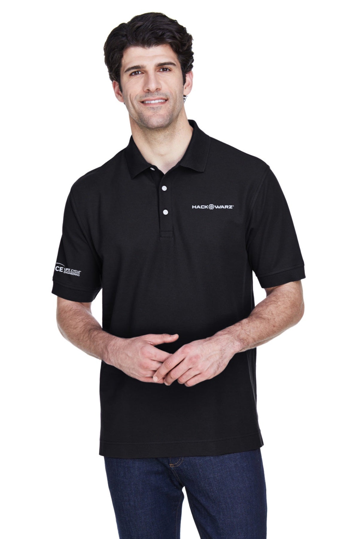 LCE **HACK WARZ** D100 Devon & Jones Men's Pima Piqué Short-Sleeve Polo