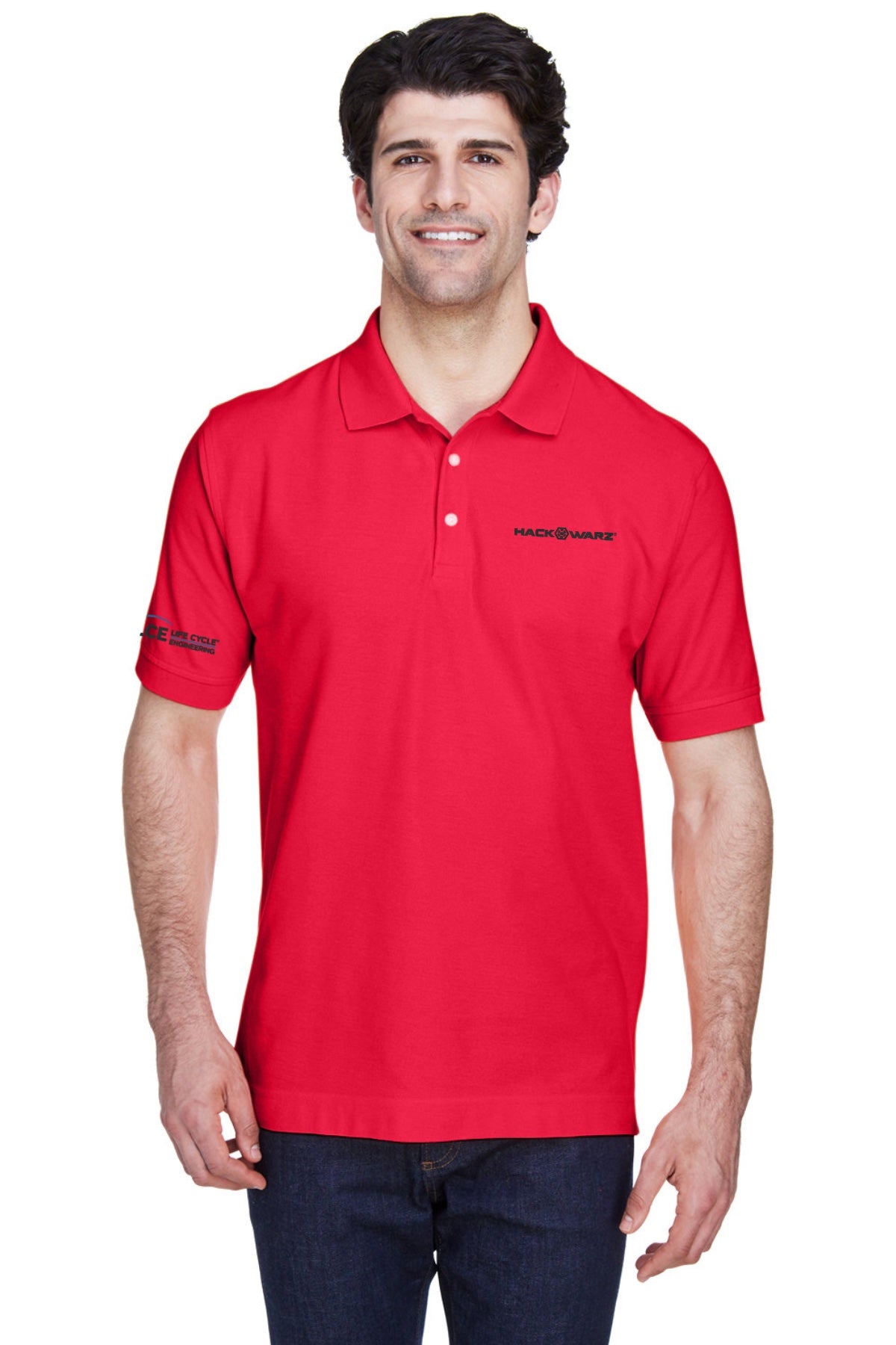 LCE **HACK WARZ** D100 Devon & Jones Men's Pima Piqué Short-Sleeve Polo