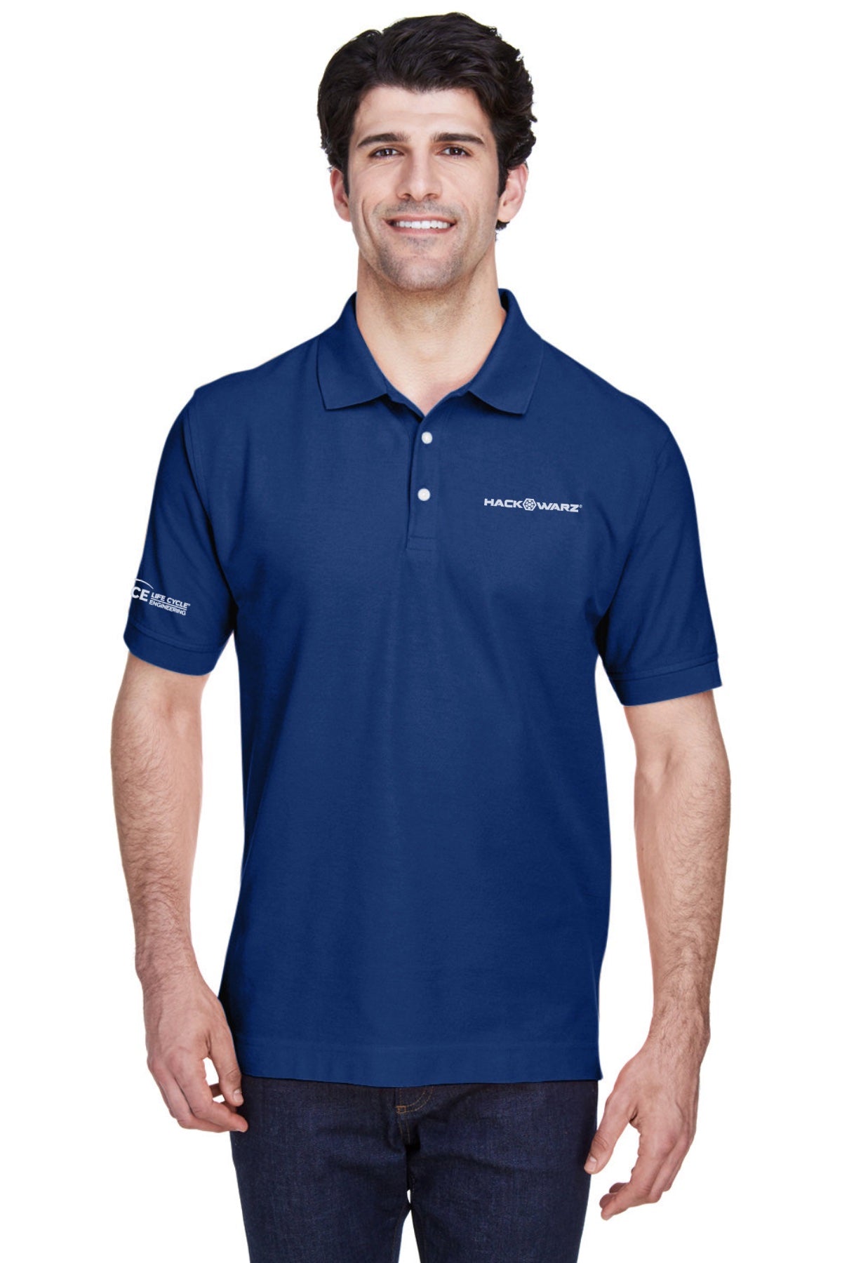 LCE **HACK WARZ** D100 Devon & Jones Men's Pima Piqué Short-Sleeve Polo