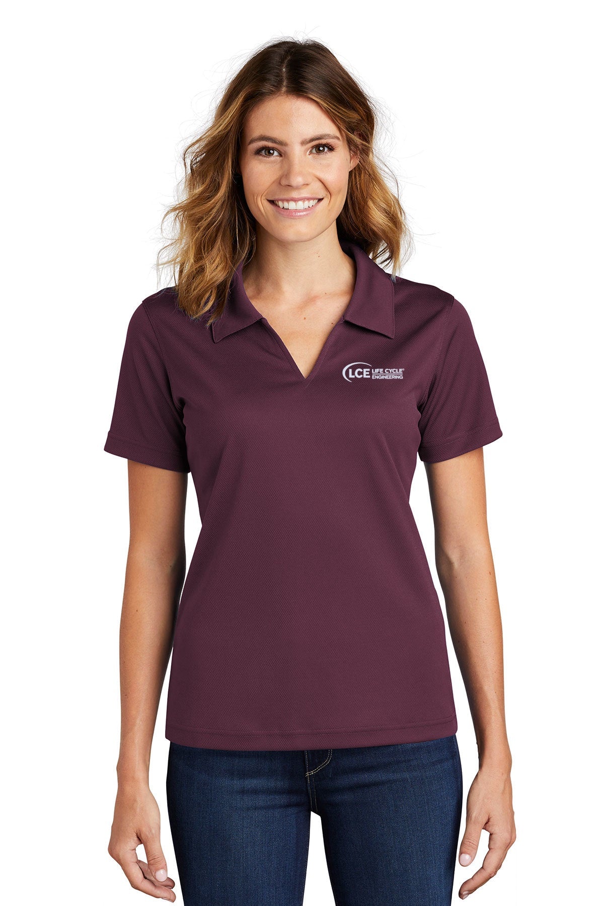 LCE L469 Sport-Tek Ladies Dri-Mesh V-Neck Polo