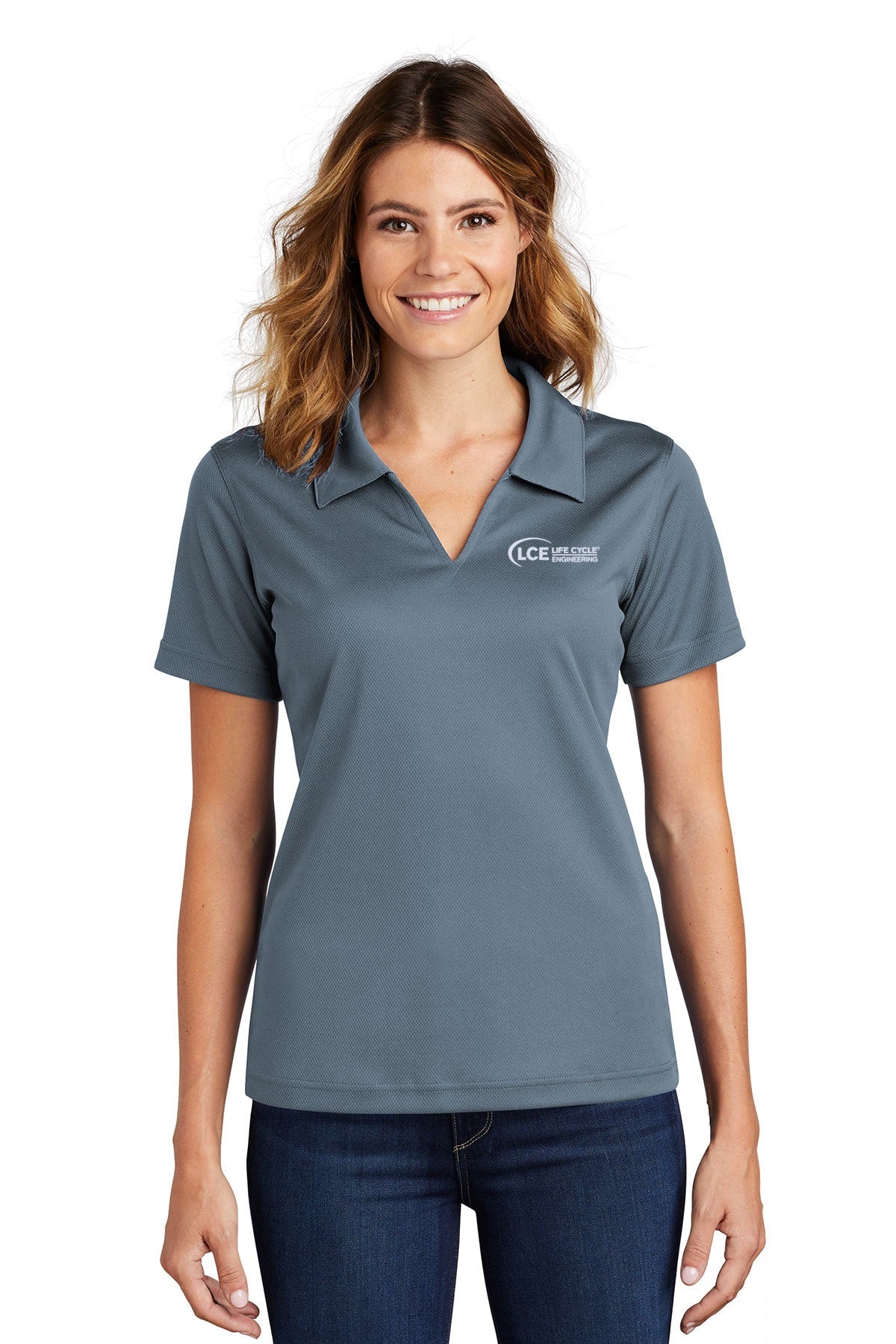 LCE L469 Sport-Tek Ladies Dri-Mesh V-Neck Polo