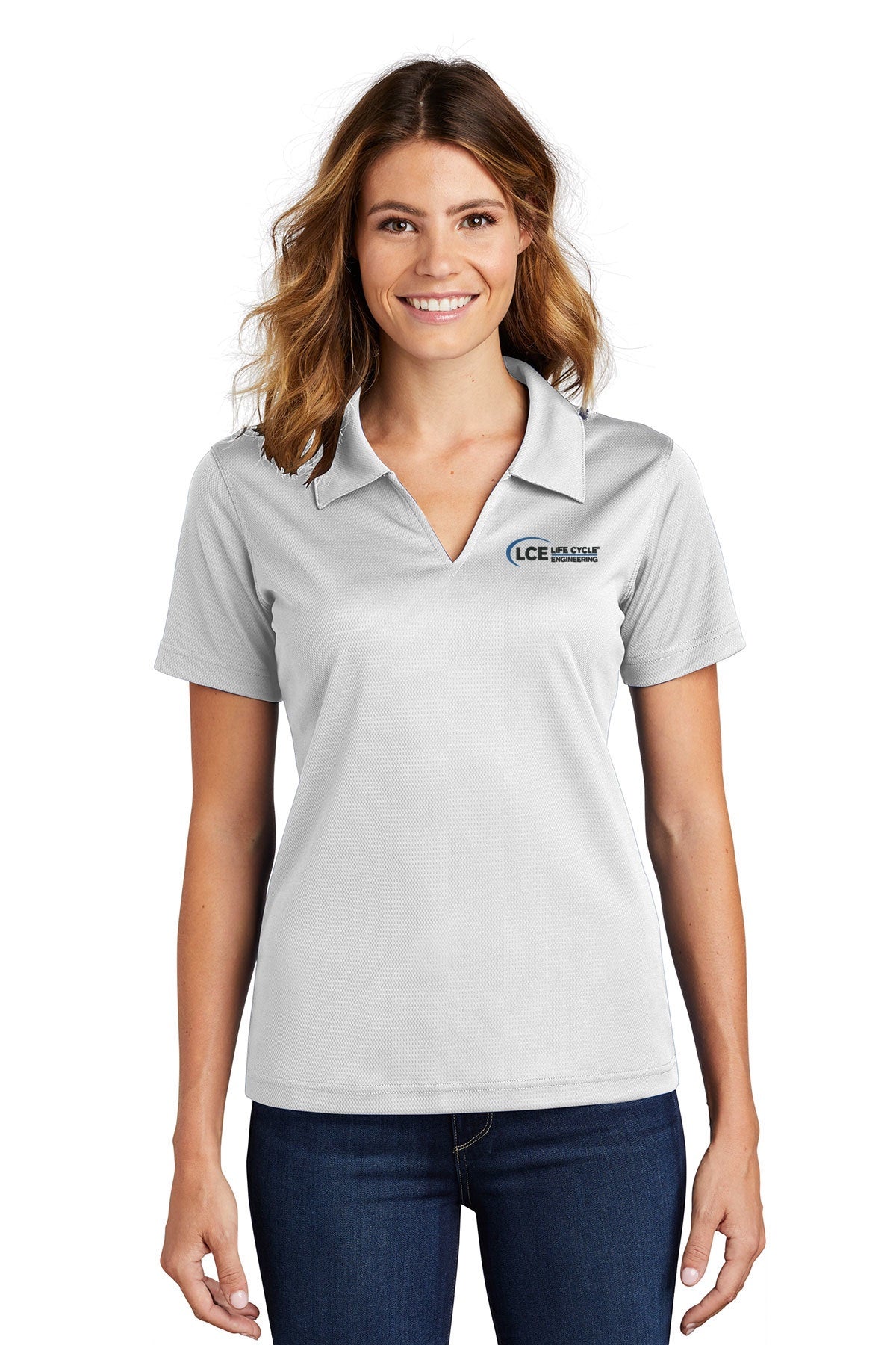 LCE L469 Sport-Tek Ladies Dri-Mesh V-Neck Polo