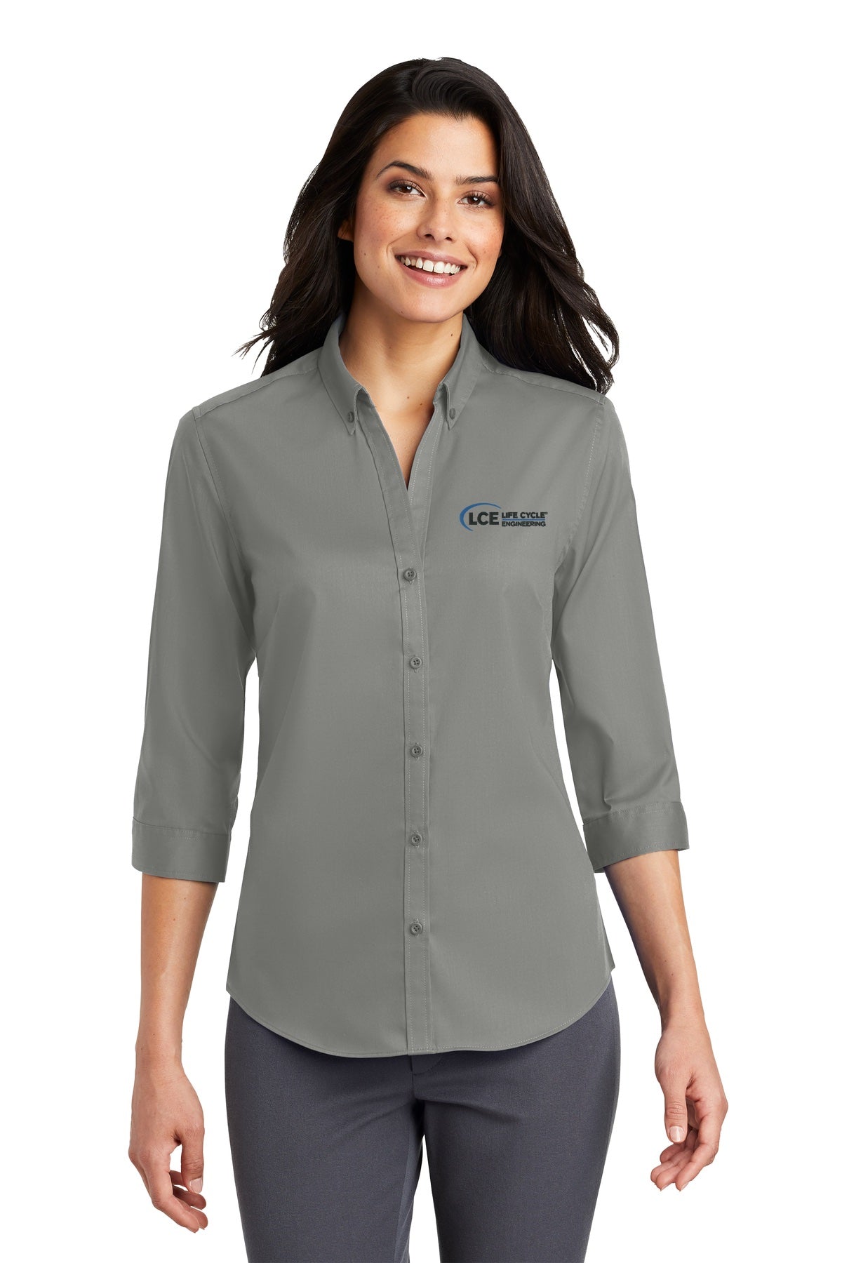 LCE L665 Port Authority® Ladies 3/4-Sleeve SuperPro™ Twill Shirt