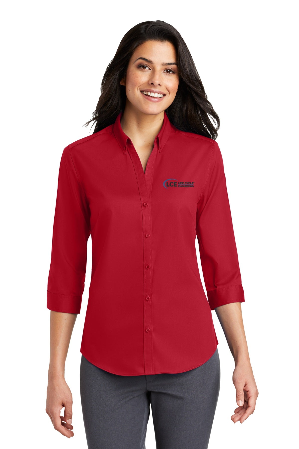 LCE L665 Port Authority® Ladies 3/4-Sleeve SuperPro™ Twill Shirt