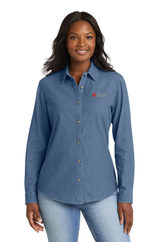 Struers Sales & Non- Service Apparel: LSP10 Port & Co™ Women's Long Sleeve Value Denim Shir