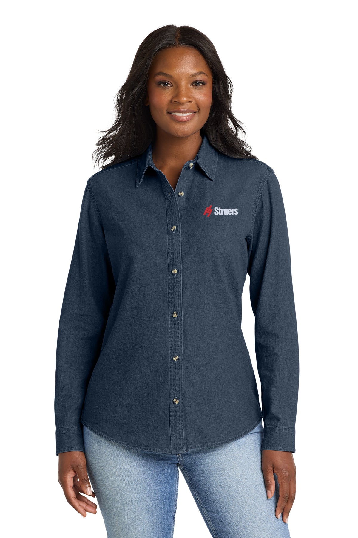 Struers Sales & Non- Service Apparel: LSP10 Port & Co™ Women's Long Sleeve Value Denim Shir