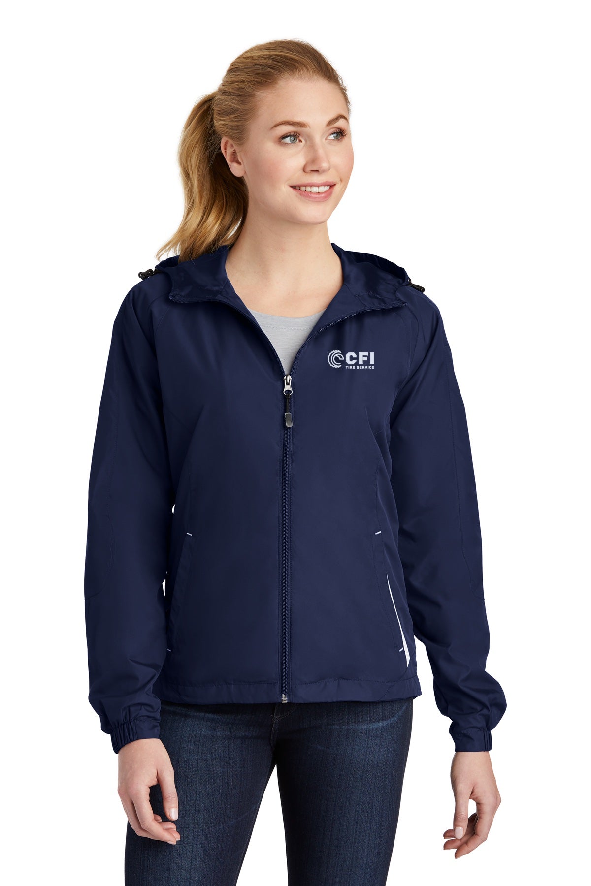 CFI Tire Service LST76 Sport-Tek® Women's Colorblock Hooded Raglan Jacket