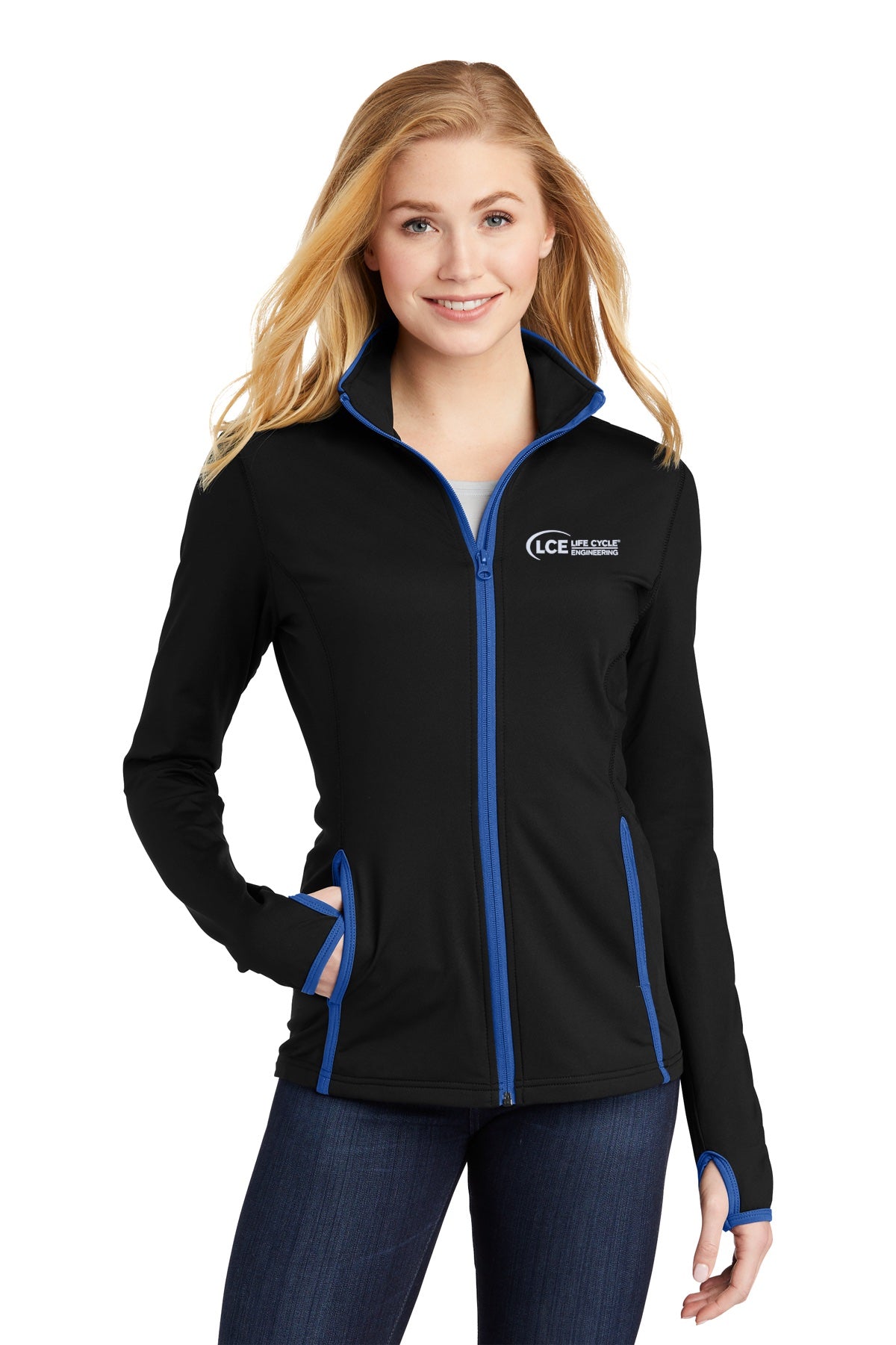 LCE LST853 Sport-Tek® Women's Sport-Wick® Stretch Contrast Full-Zip Jacket