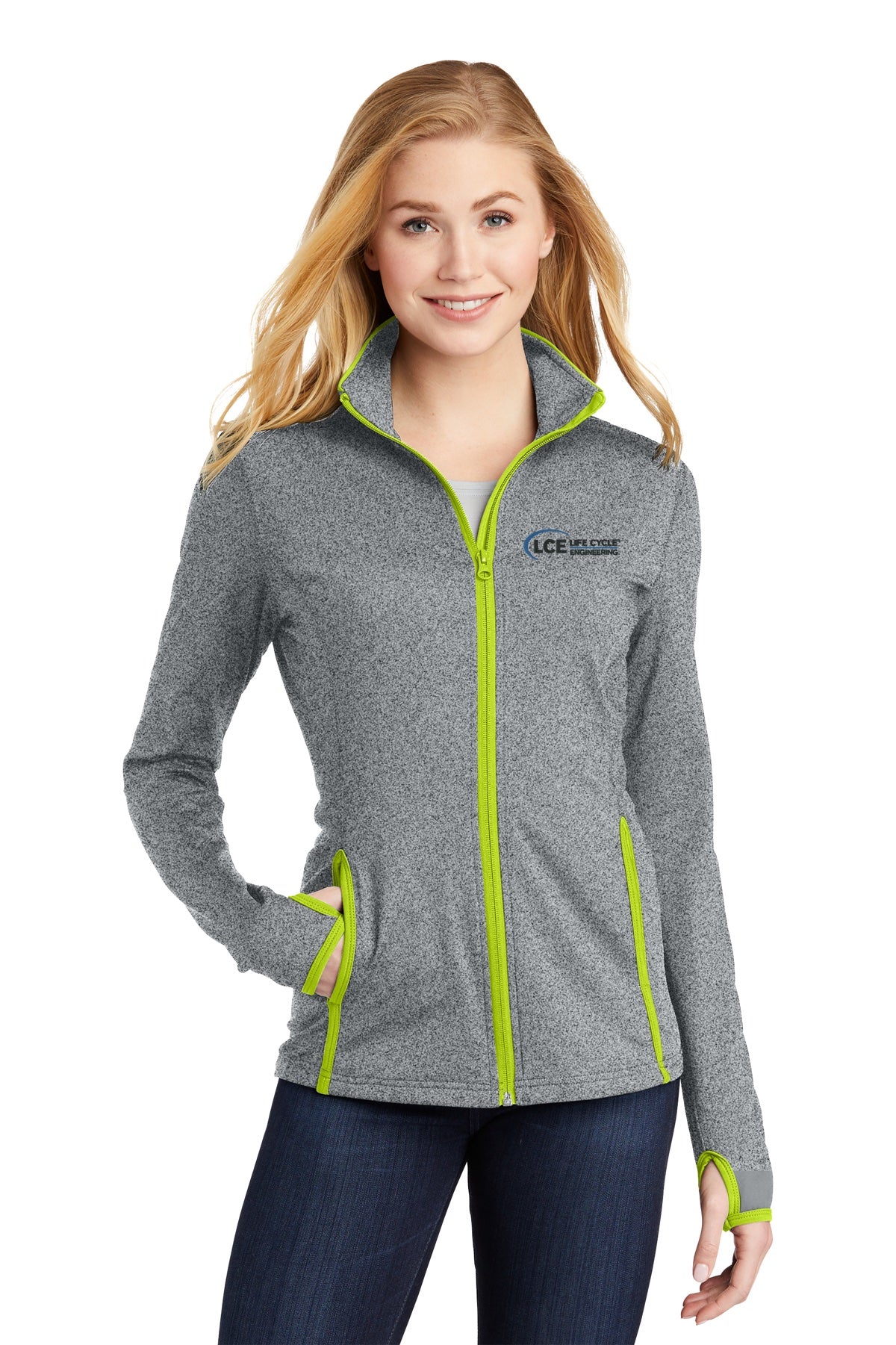 LCE LST853 Sport-Tek® Women's Sport-Wick® Stretch Contrast Full-Zip Jacket