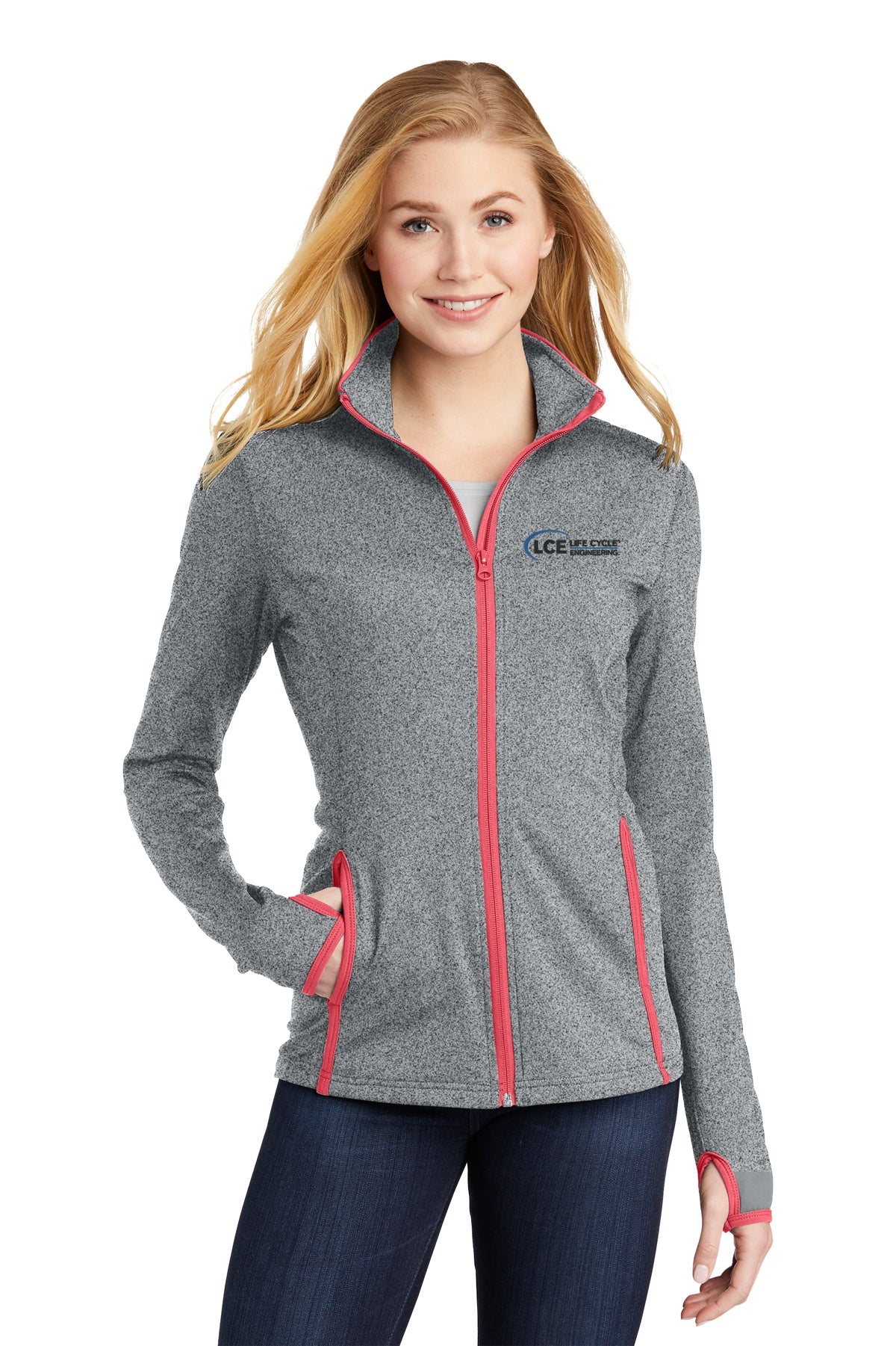 LCE LST853 Sport-Tek® Women's Sport-Wick® Stretch Contrast Full-Zip Jacket