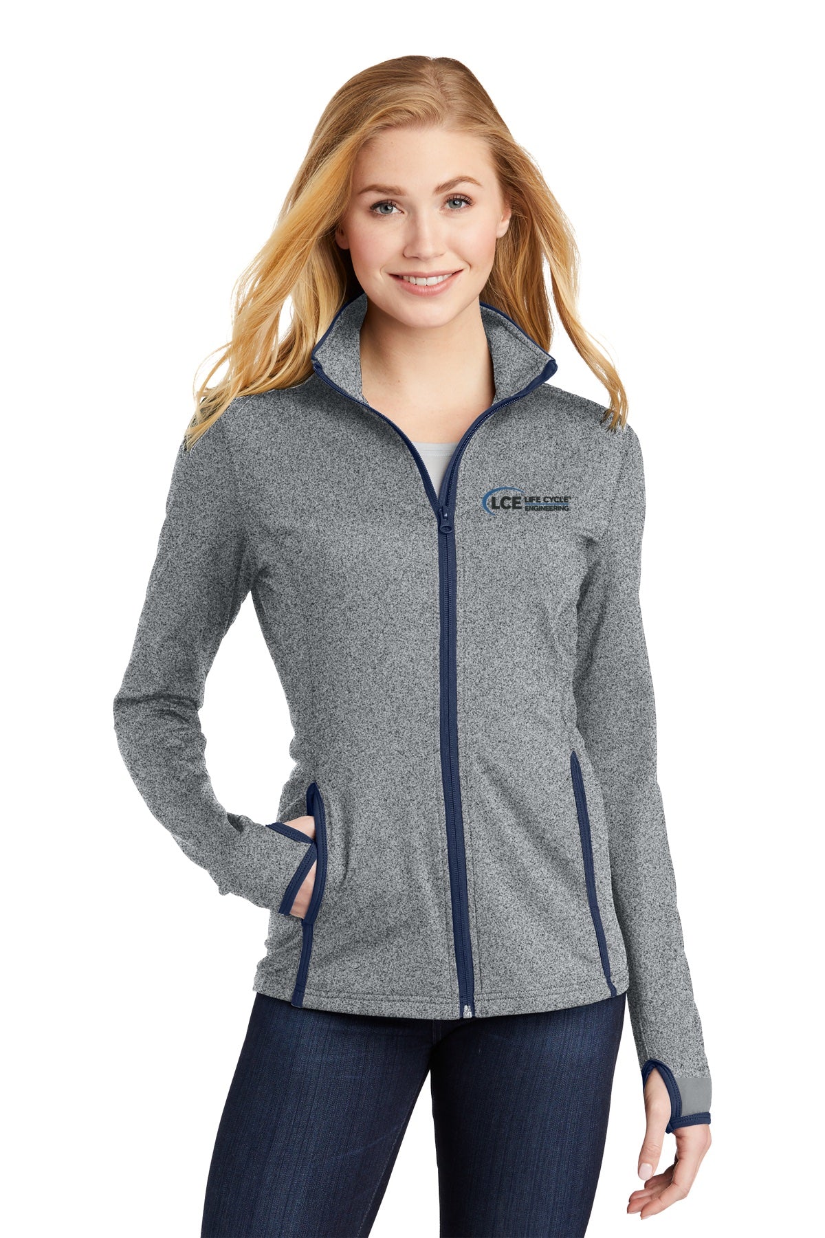 LCE LST853 Sport-Tek® Women's Sport-Wick® Stretch Contrast Full-Zip Jacket