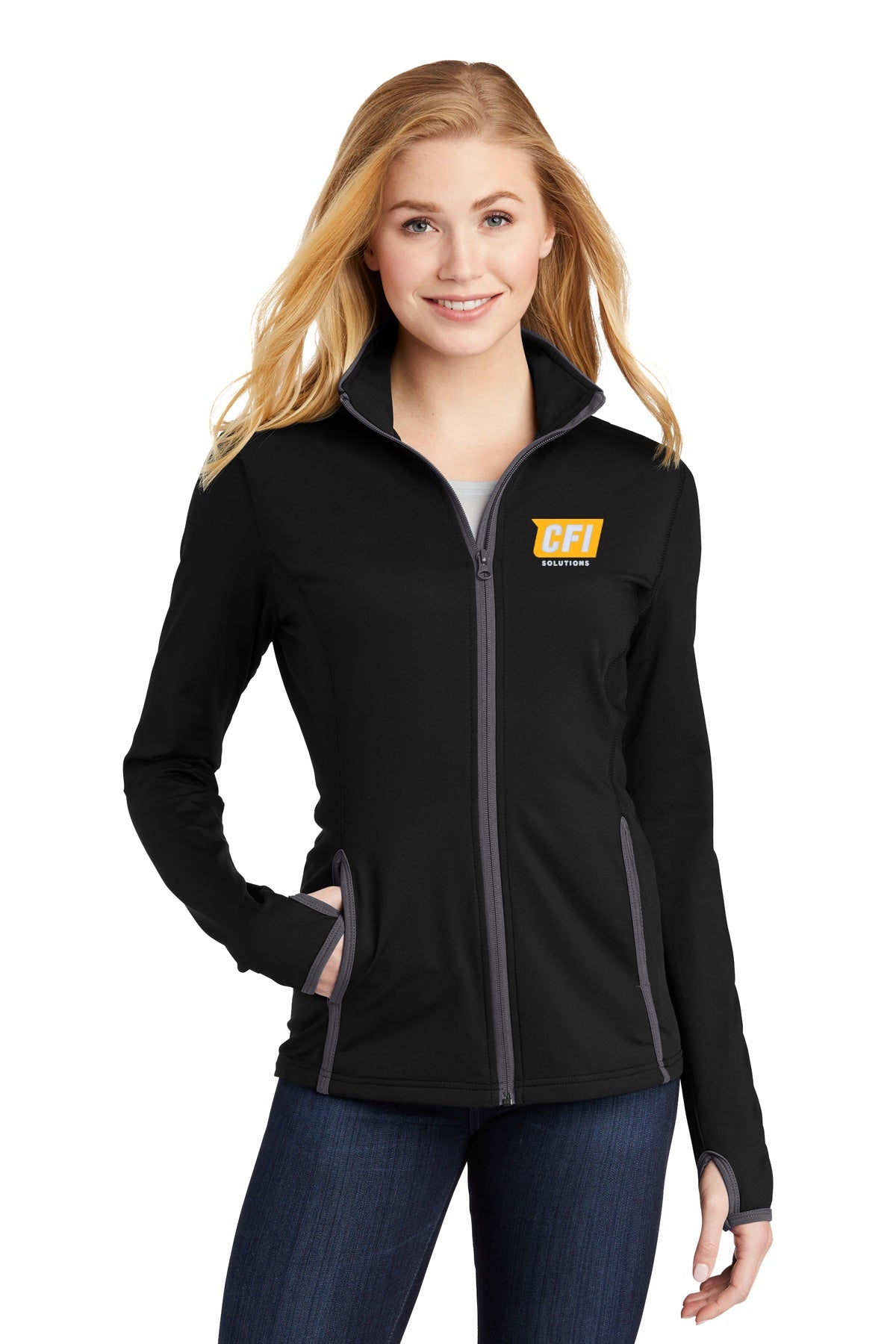 CFI Solutions LST853 Sport-Tek® Women's Sport-Wick® Stretch Contrast Full-Zip Jacket