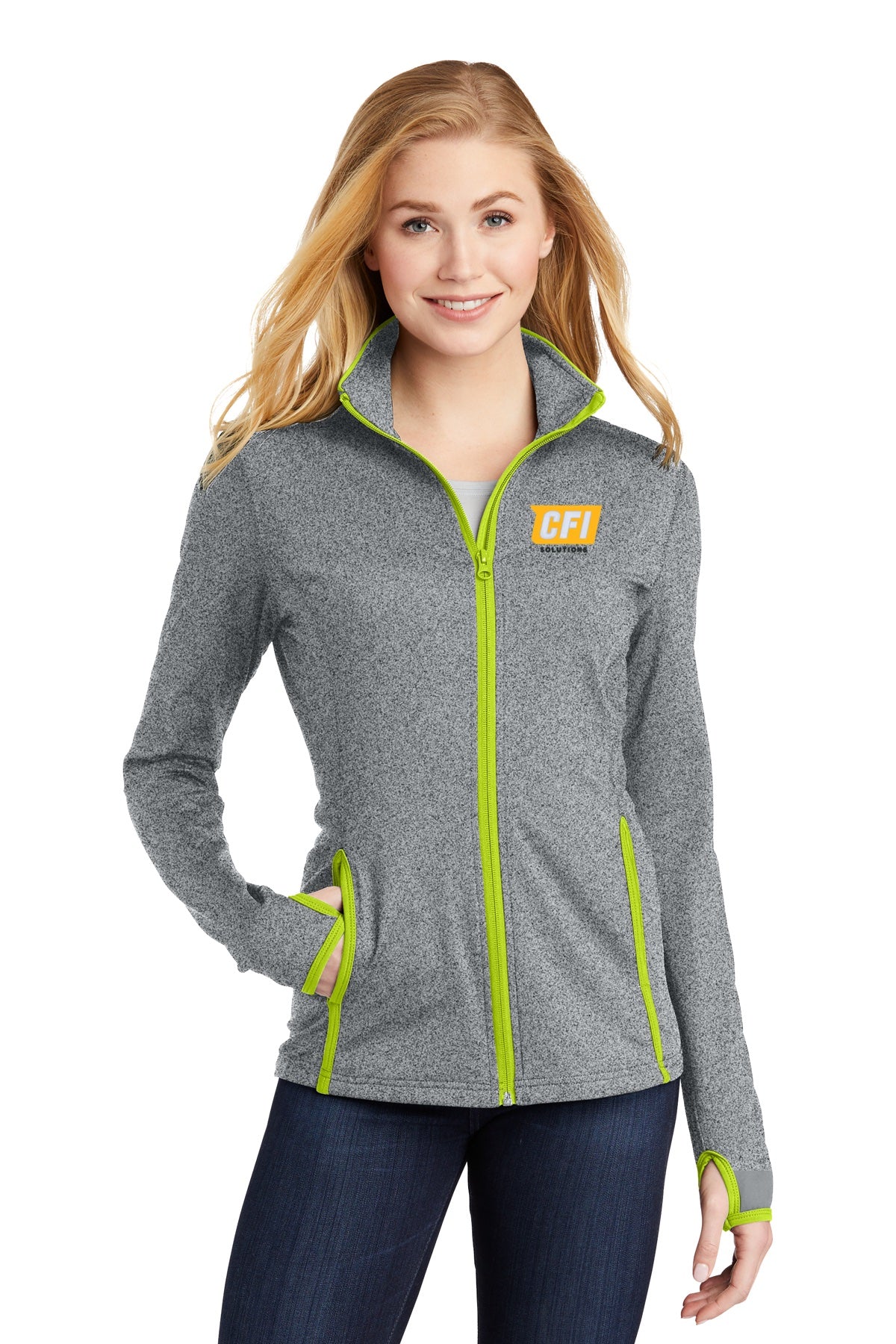 CFI Solutions LST853 Sport-Tek® Women's Sport-Wick® Stretch Contrast Full-Zip Jacket