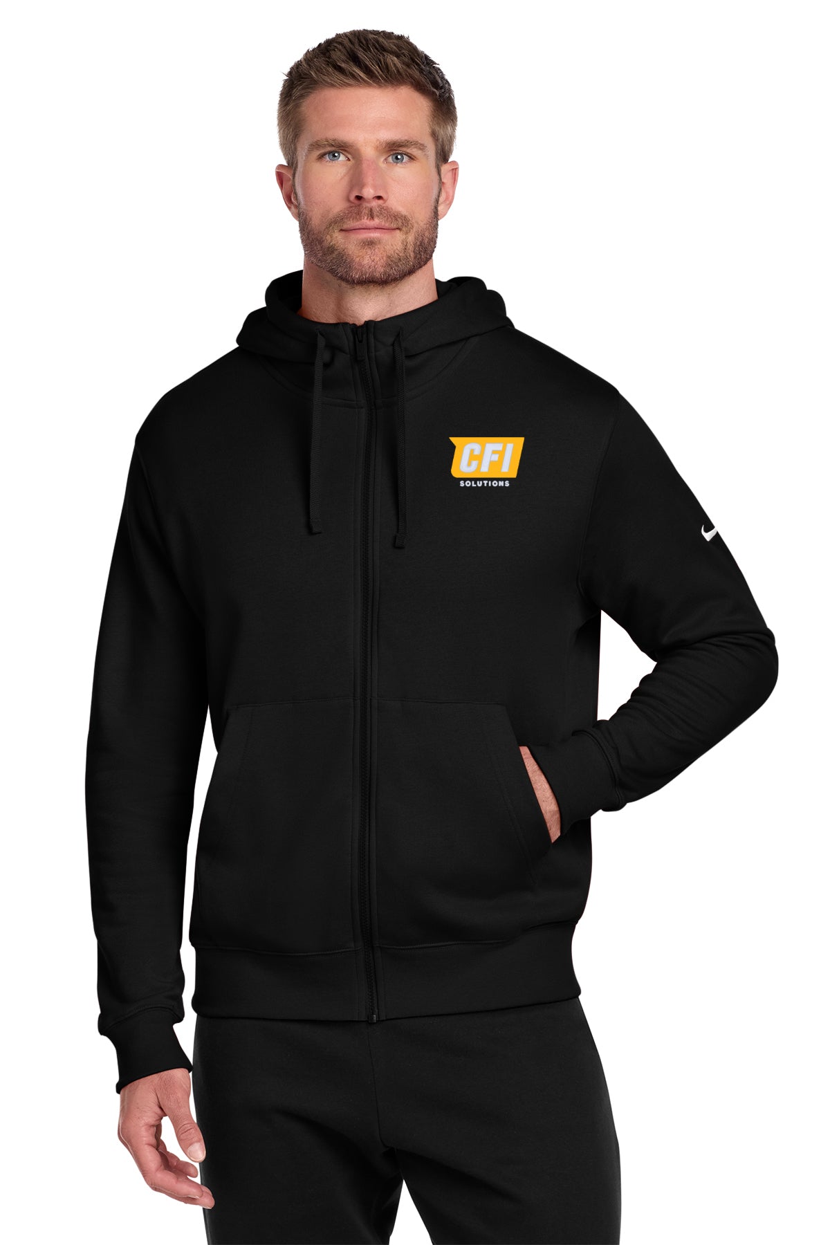 CFI Solutions NKDR1513 Nike Club Fleece Sleeve Swoosh Full-Zip Hoodie