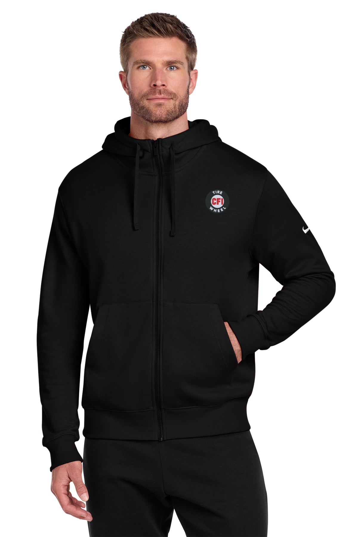 CFI Tire Wheel NKDR1513 Nike Club Fleece Sleeve Swoosh Full-Zip Hoodie
