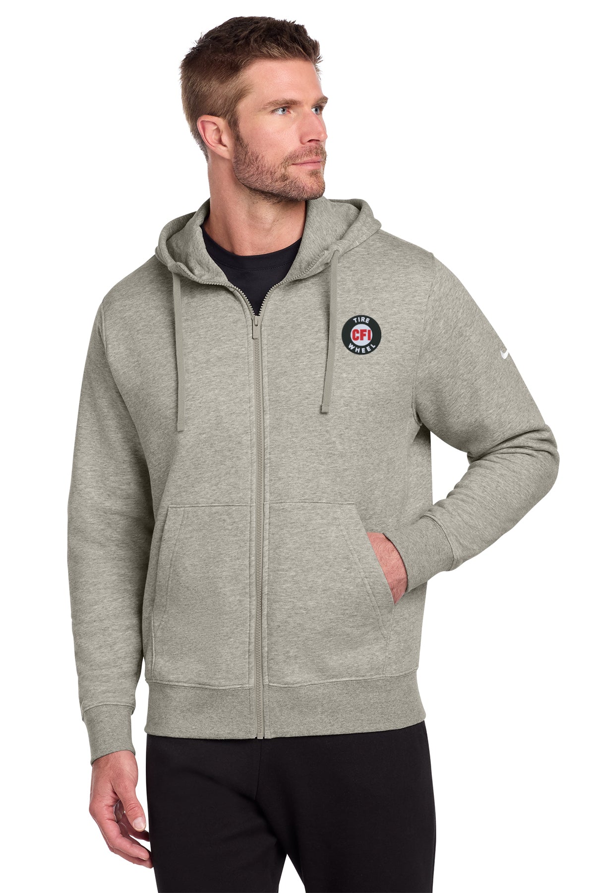 CFI Tire Wheel NKDR1513 Nike Club Fleece Sleeve Swoosh Full-Zip Hoodie