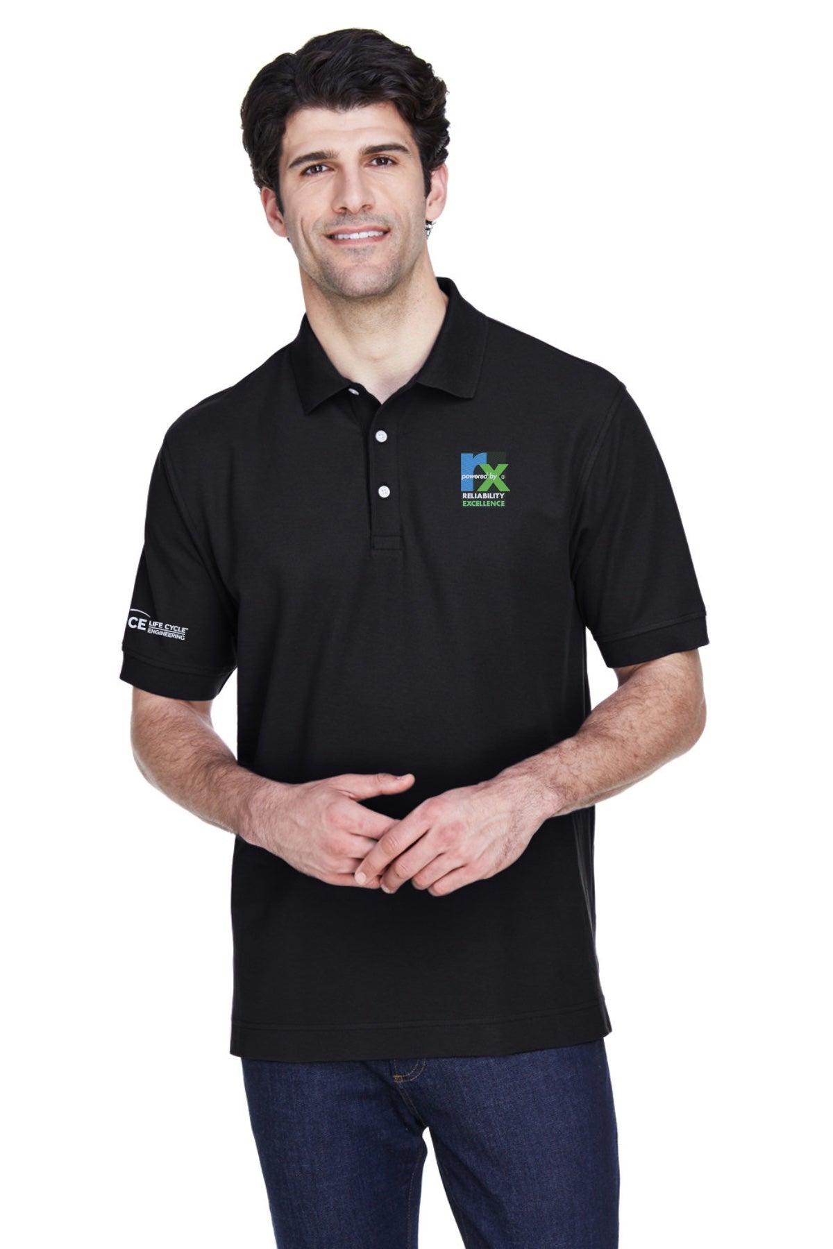 LCE **RX LOGO** D100 Devon & Jones Men's Pima Piqué Short-Sleeve Polo