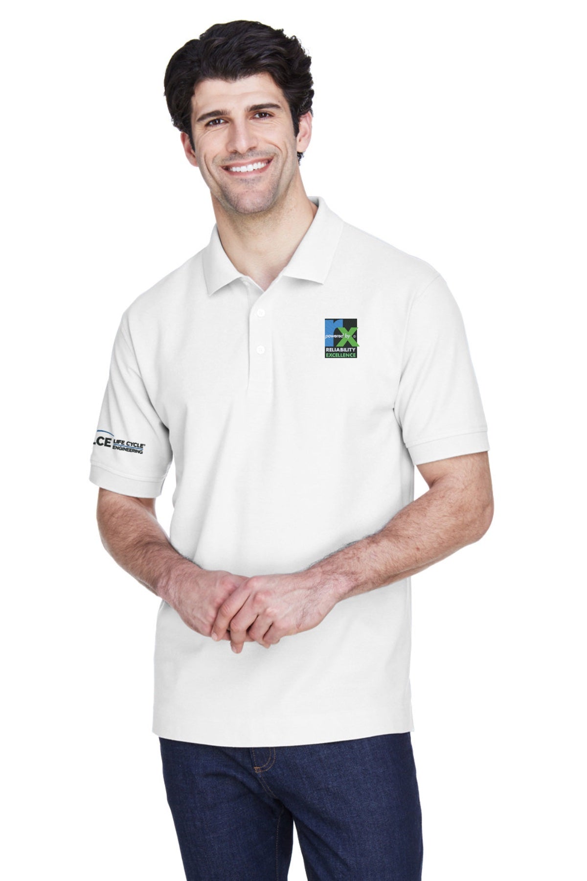 LCE **RX LOGO** D100 Devon & Jones Men's Pima Piqué Short-Sleeve Polo