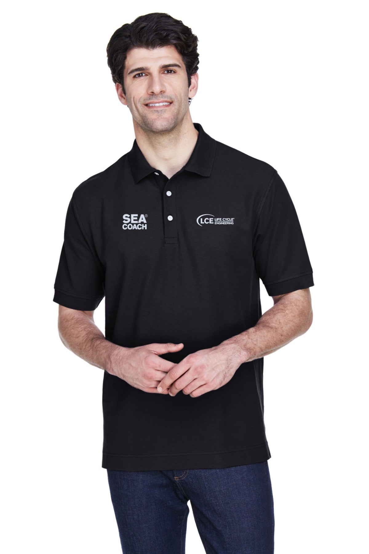 LCE **SEA COACH** D100 Devon & Jones Men's Pima Piqué Short-Sleeve Polo