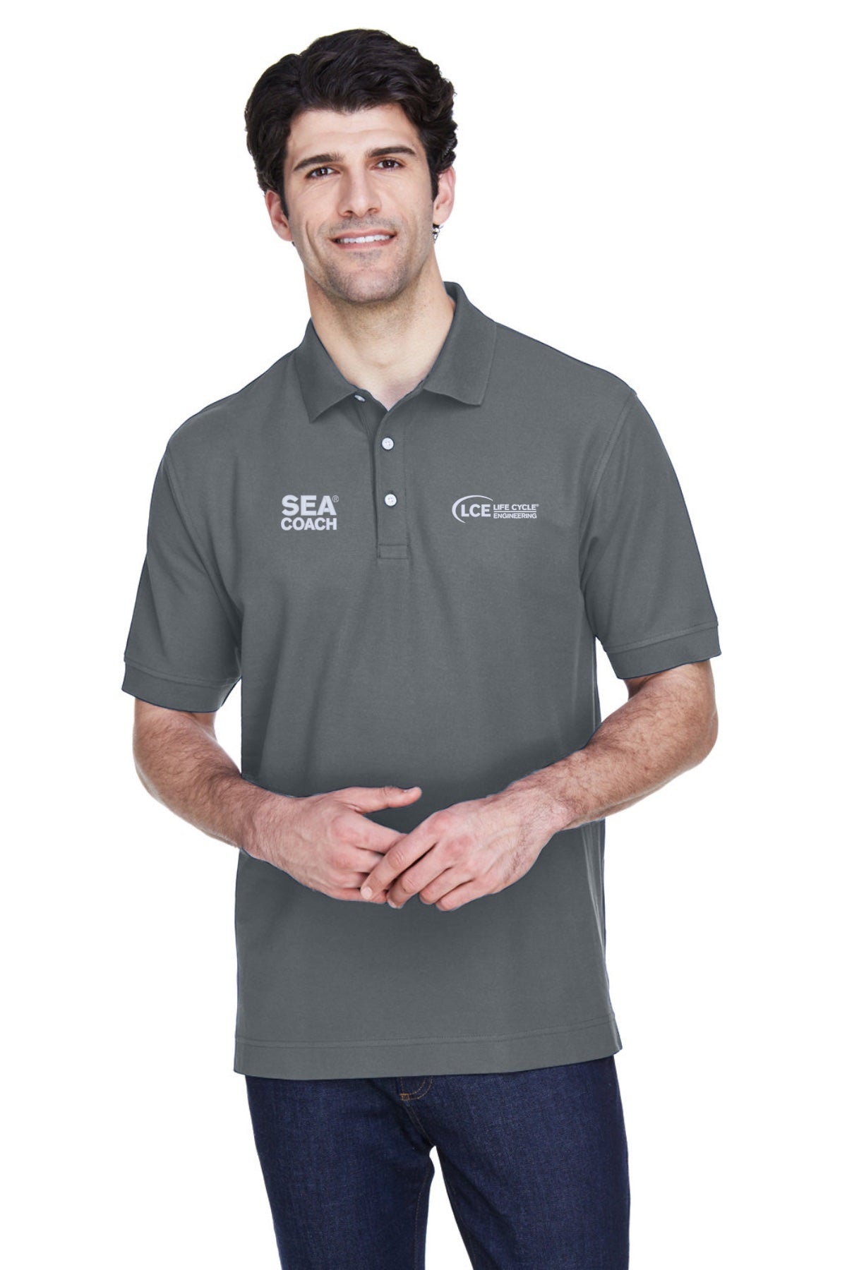 LCE **SEA COACH** D100 Devon & Jones Men's Pima Piqué Short-Sleeve Polo