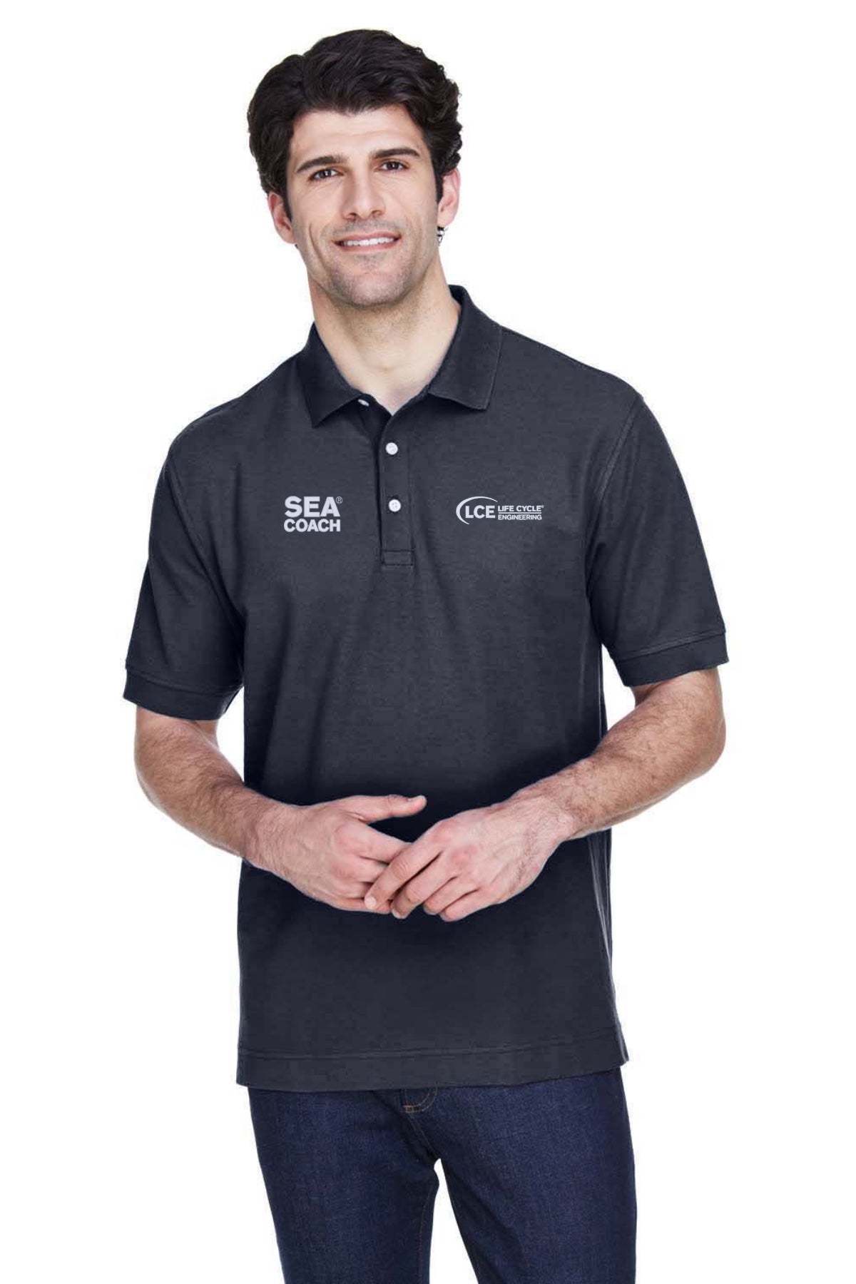 LCE **SEA COACH** D100 Devon & Jones Men's Pima Piqué Short-Sleeve Polo