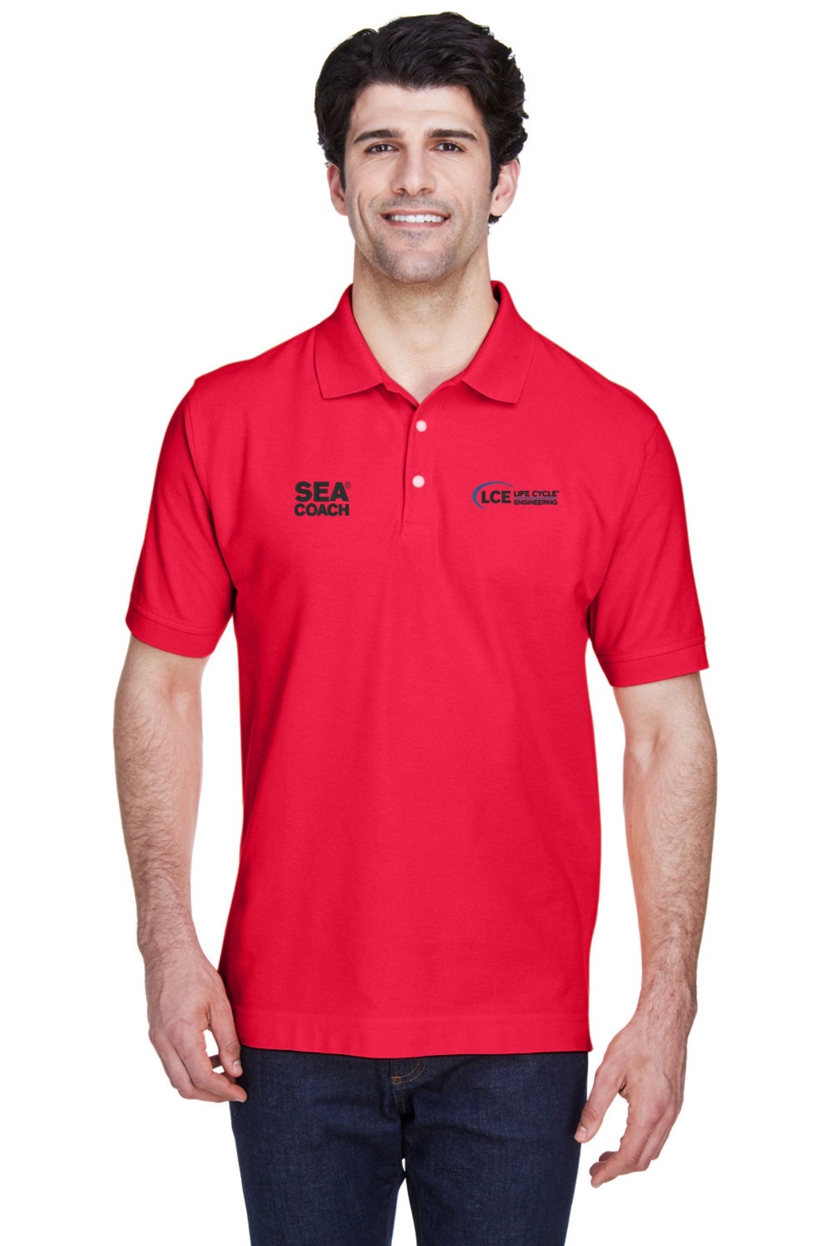 LCE **SEA COACH** D100 Devon & Jones Men's Pima Piqué Short-Sleeve Polo