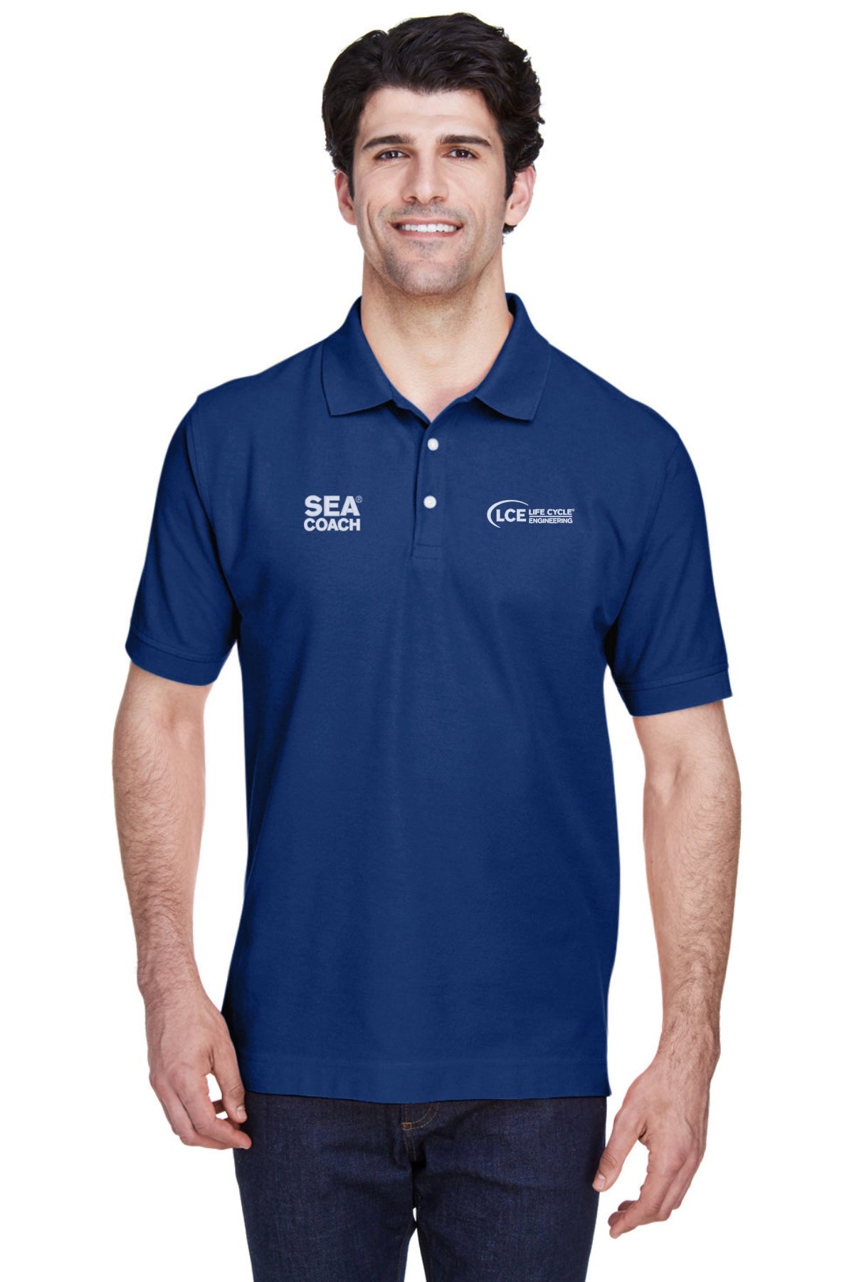 LCE **SEA COACH** D100 Devon & Jones Men's Pima Piqué Short-Sleeve Polo