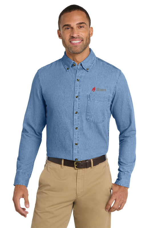 Struers Sales & Non- Service Apparel: SP10 Port & Co™ Long Sleeve Value Denim Shirt
