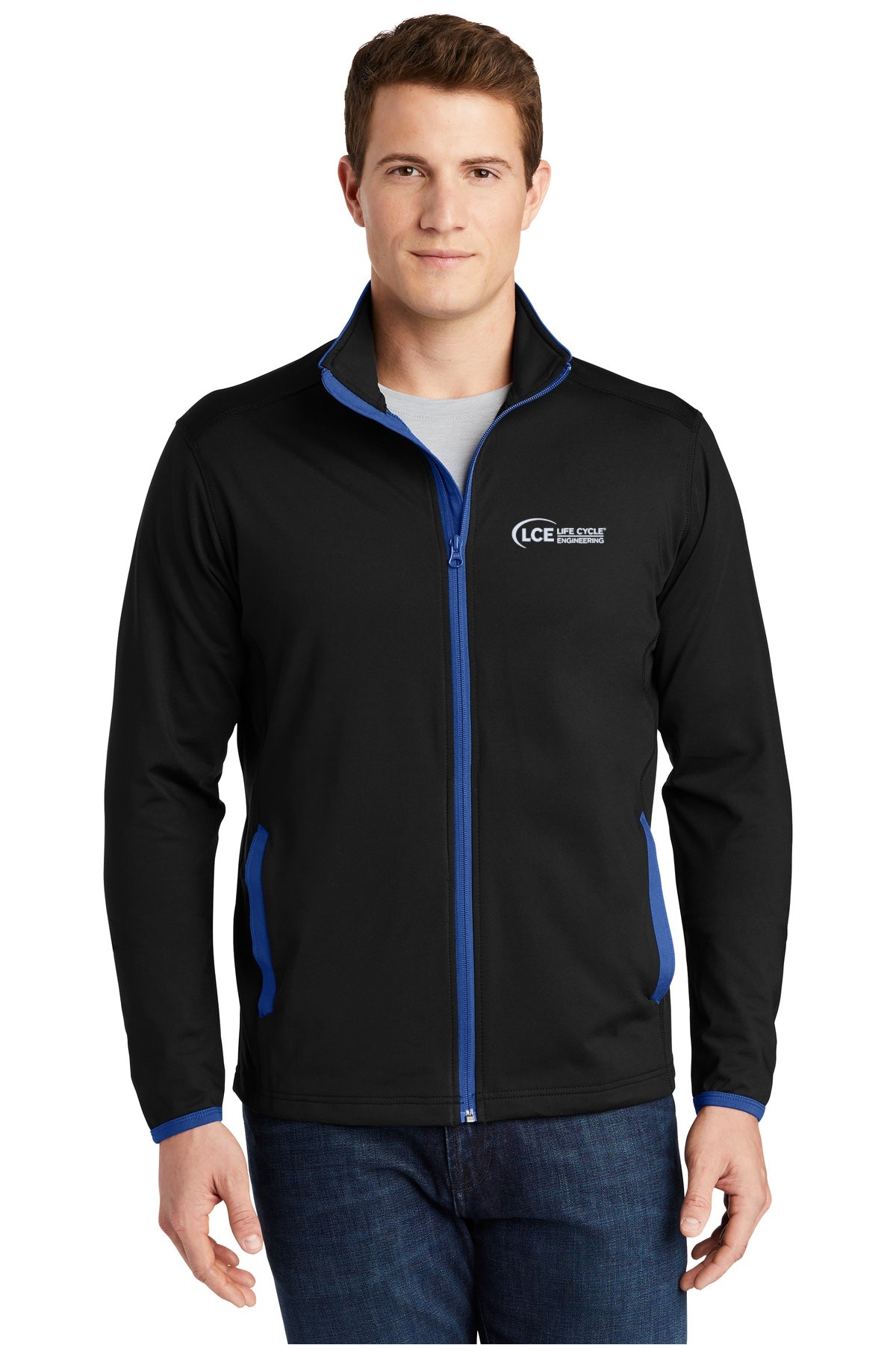 LCE ST853 Sport-Tek® Sport-Wick® Stretch Contrast Full-Zip Jacket