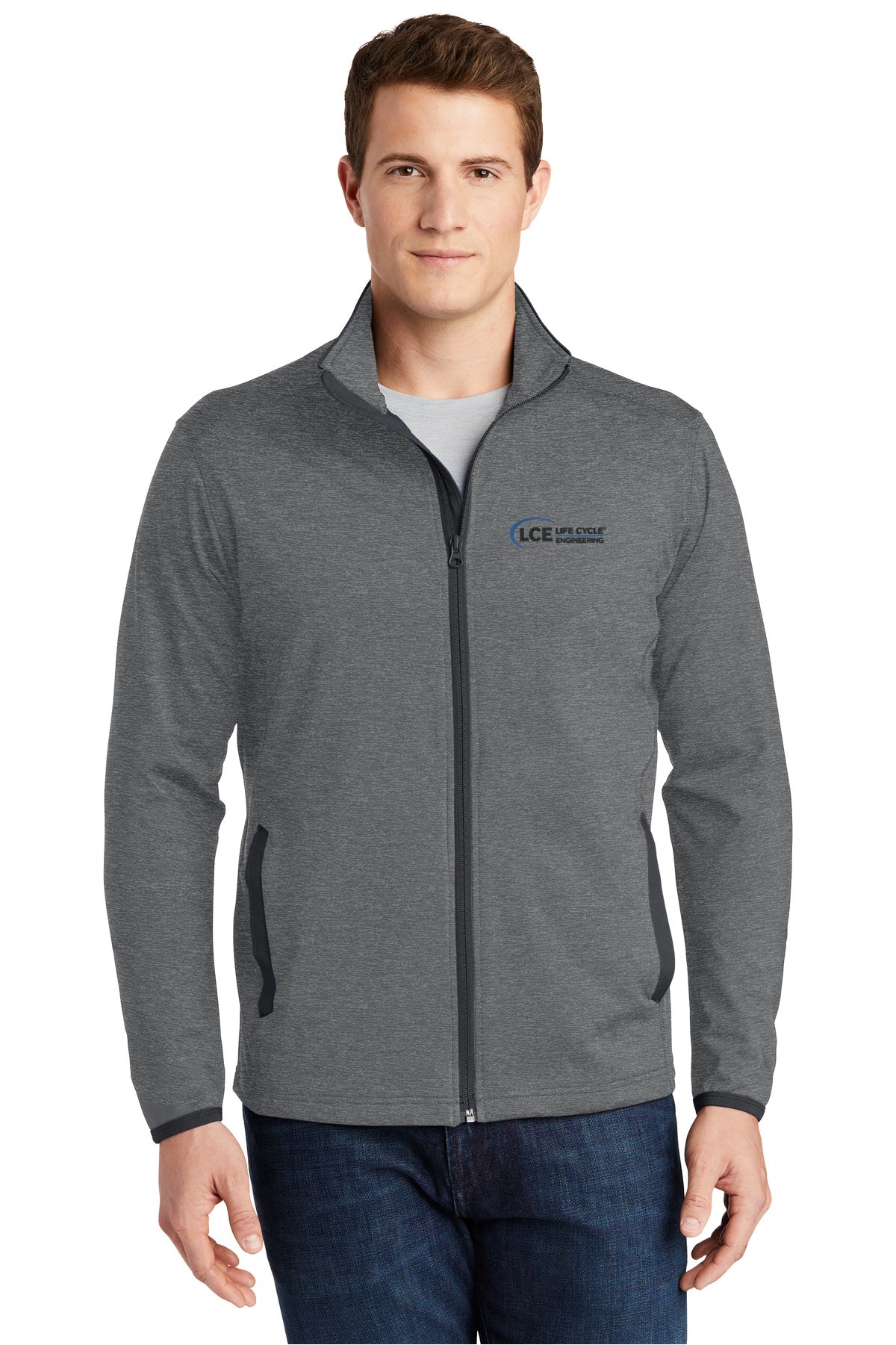 LCE ST853 Sport-Tek® Sport-Wick® Stretch Contrast Full-Zip Jacket